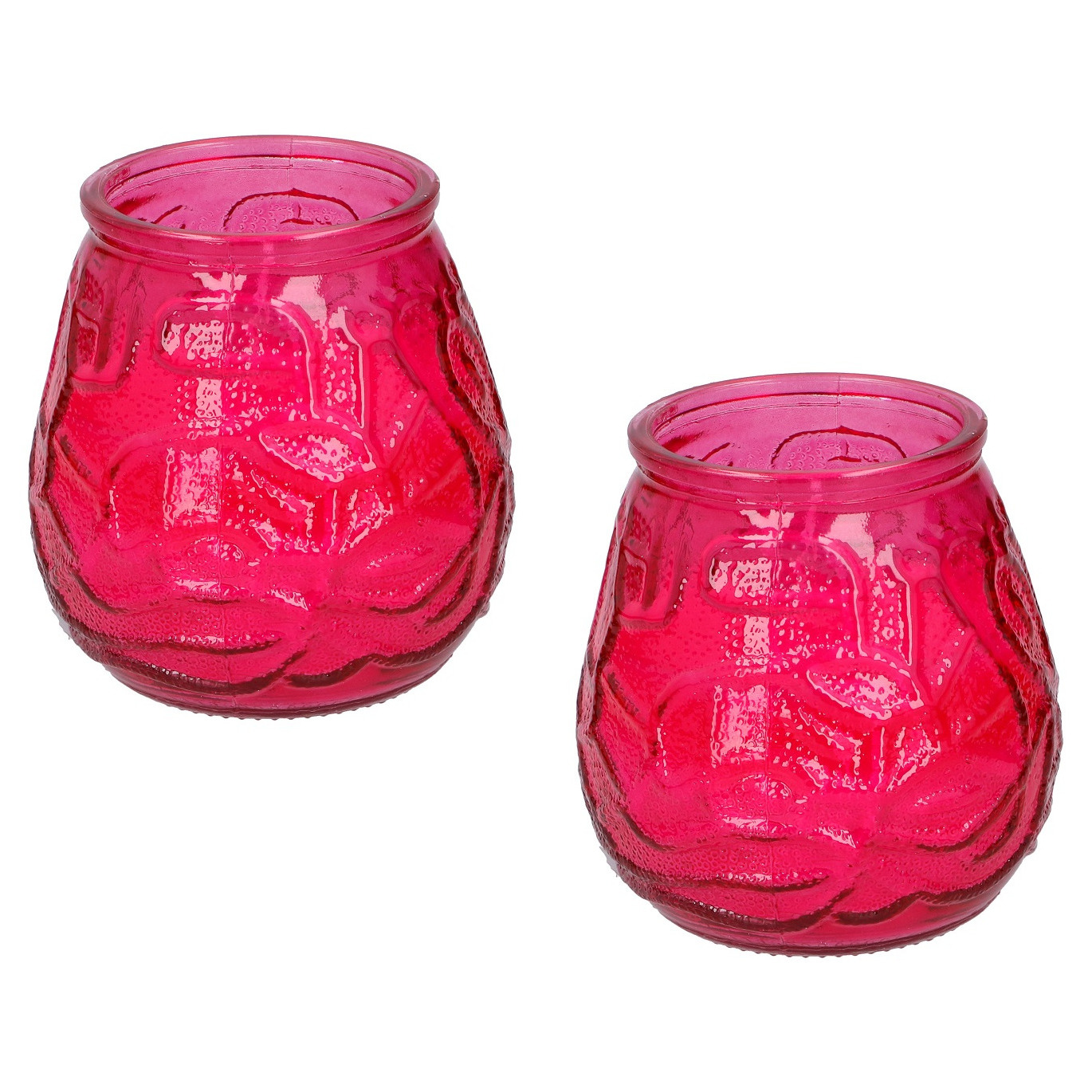 Arti Casa Tafelkaars - 4x - 15h - rood glas - citronella - 10 cm - lowboy kaars -