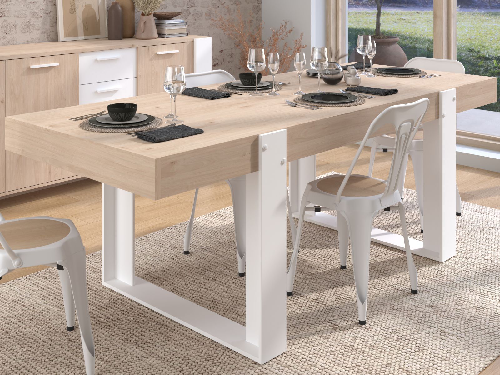 Mobistoxx Eetkamertafel design TRAVIS artisan eik/wit