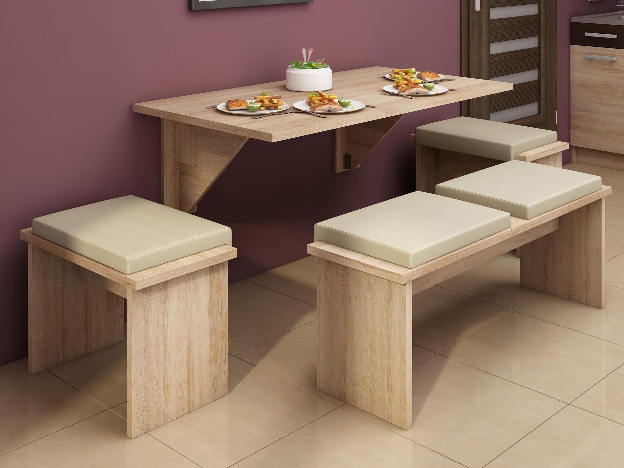 Mobistoxx Opklapbare eettafel HOMINI 130 cm sonoma