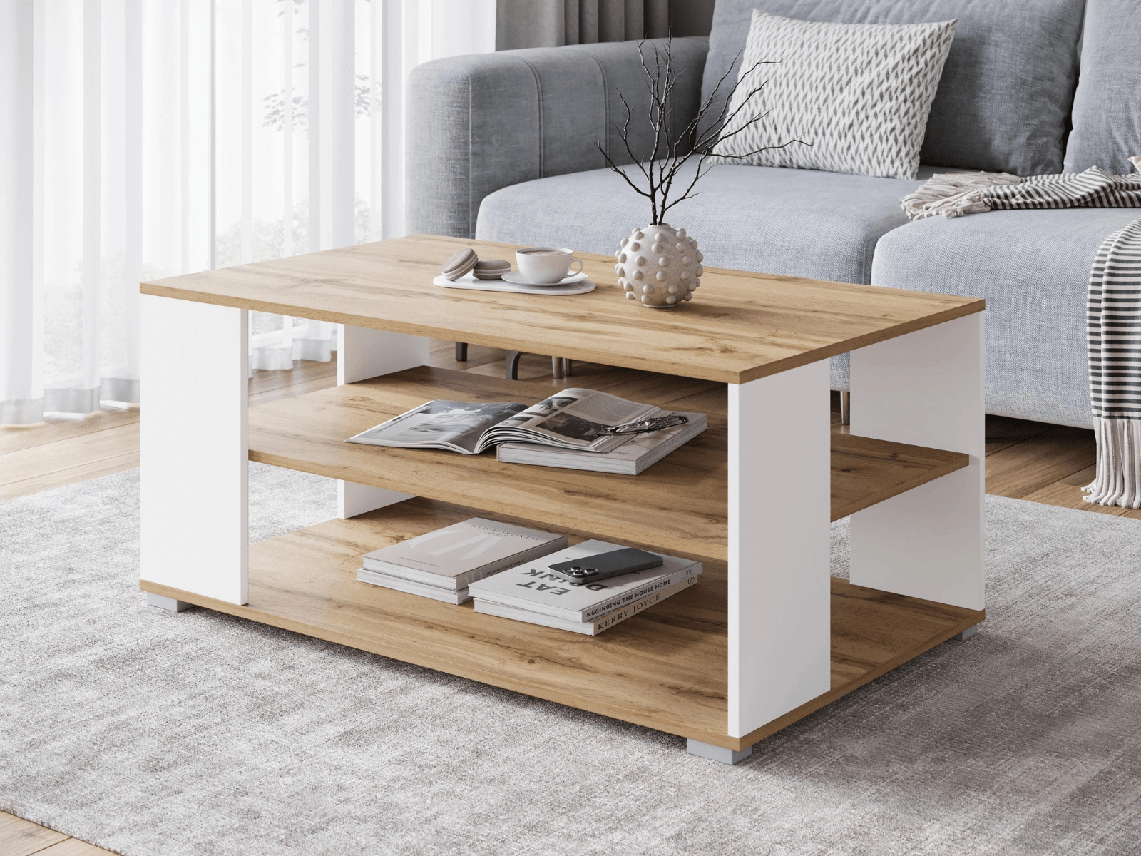 Mobistoxx Salontafel WARIO 100 cm wotan eik/wit