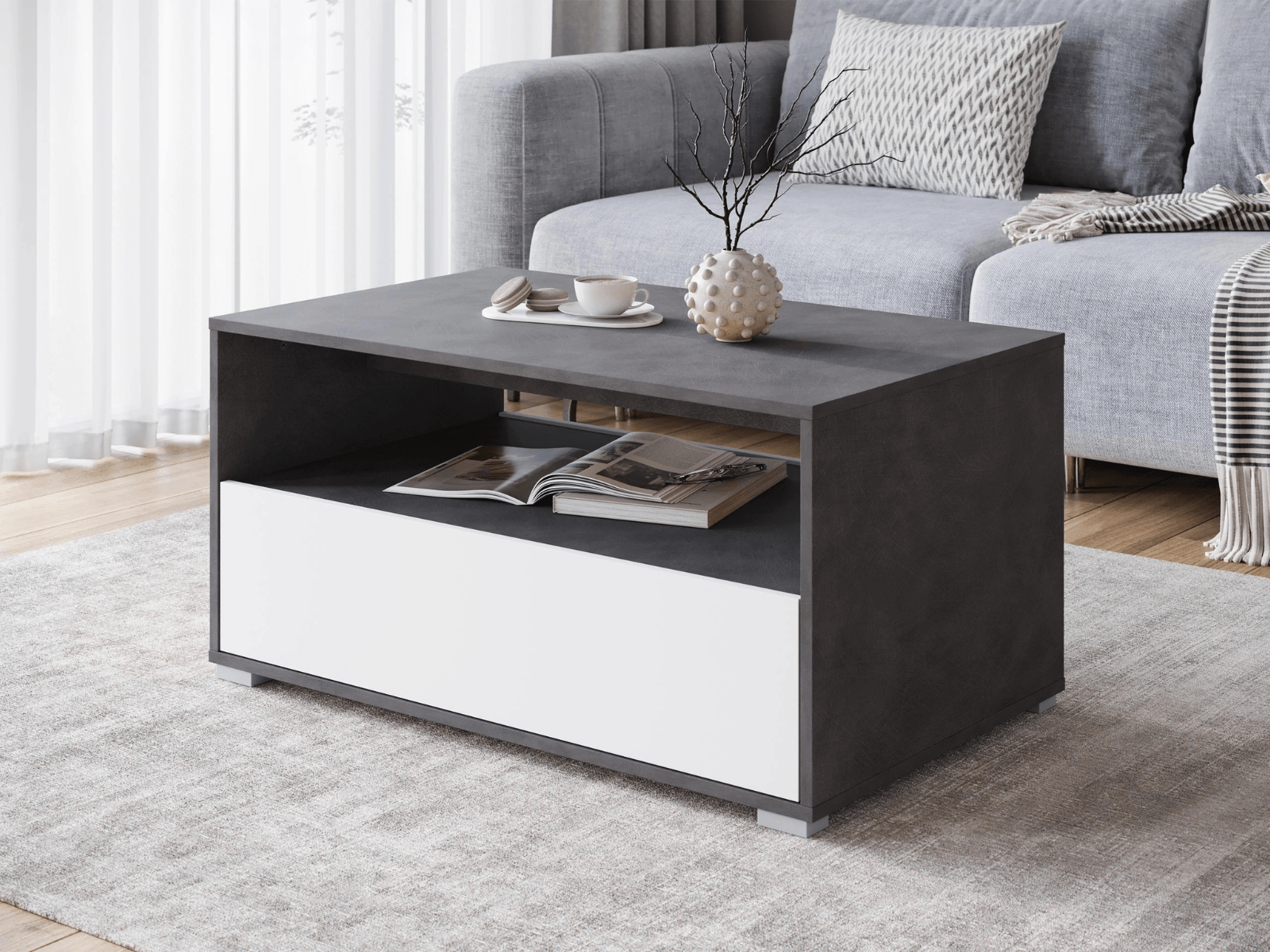 Mobistoxx Salontafel WARIO 90 cm wit/zwart