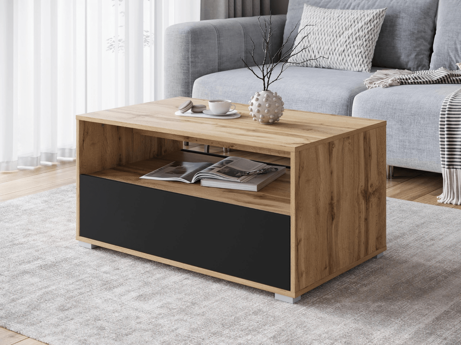 Mobistoxx Salontafel WARIO 90 cm wotan eik/zwart