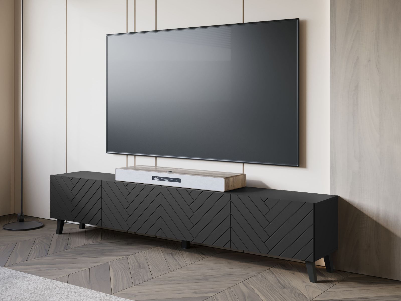 Mobistoxx Tv-meubel FUKETTE 4 klapdeuren 190 cm grafiet/zwart