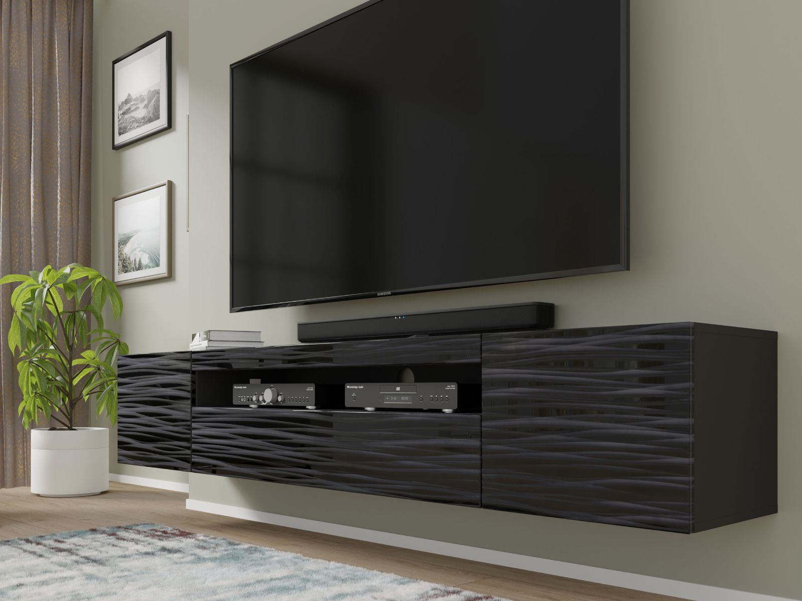 Mobistoxx Tv-meubel AUREO 3 deuren 200 cm sahara zonder led