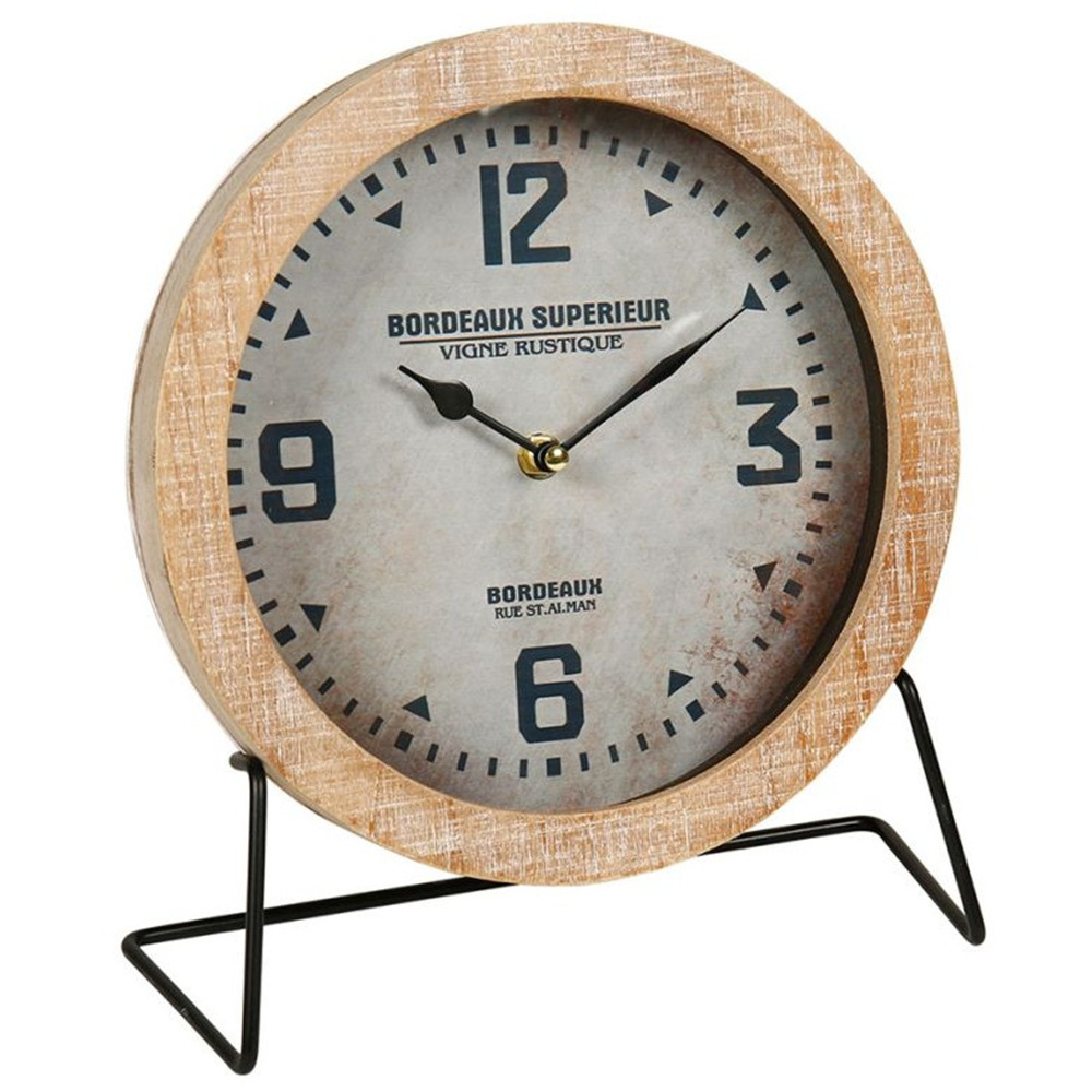 OSTARIA Tafelklok Bordeaux - Old School look - naturel/zwart - D24 cm -