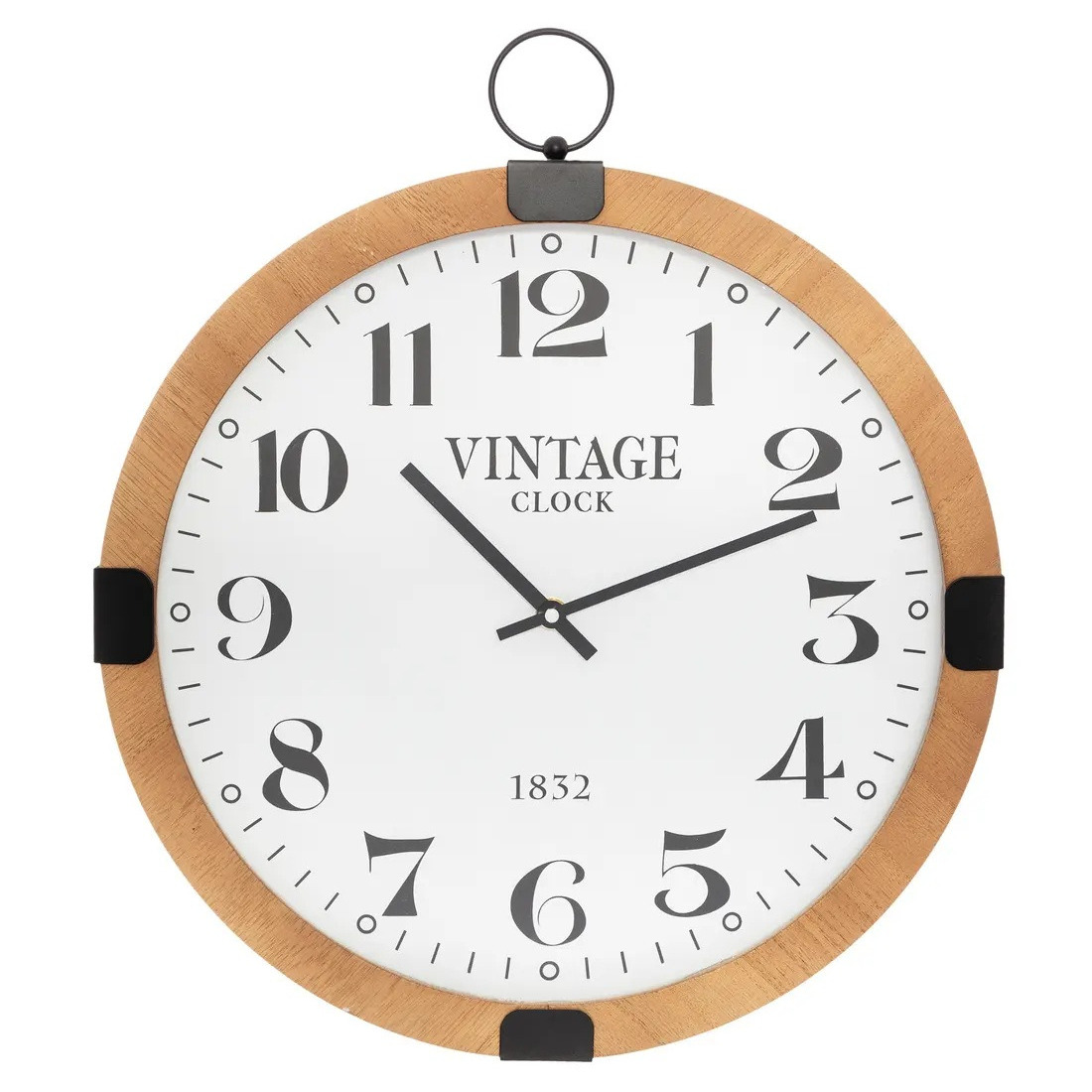 Atmosphera Wandklok/muur klok - Vintage - Dia cm - hout - naturel -