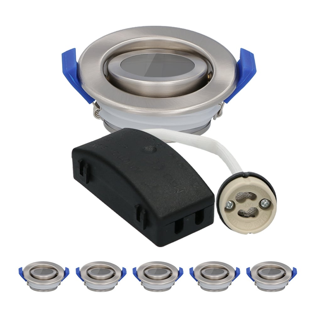 HOFTRONIC™ Set van 6 Peru LED inbouwspots - Kantelbaar armatuur - GU10 fitting - IP65 waterdicht - LED inbouwspot badkamer en buiten - RVS