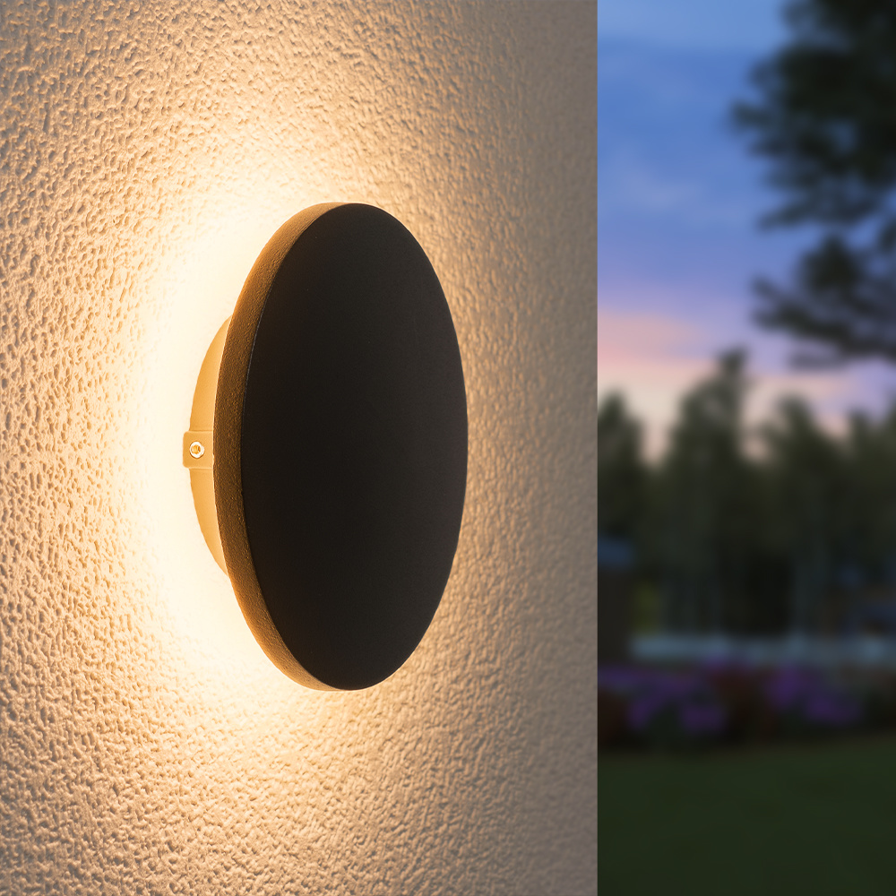 HOFTRONIC™ Casper LED Wandlamp Zwart - 3000K warm wit - 6 Watt - Rond - Muurlamp voor binnen en buiten