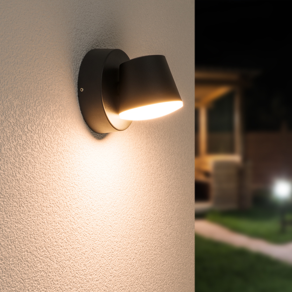 HOFTRONIC™ Memphis LED wandlamp - 3000K warm wit - 6 Watt - IP54 voor binnen en buiten - Moderne muurlamp - Zwart