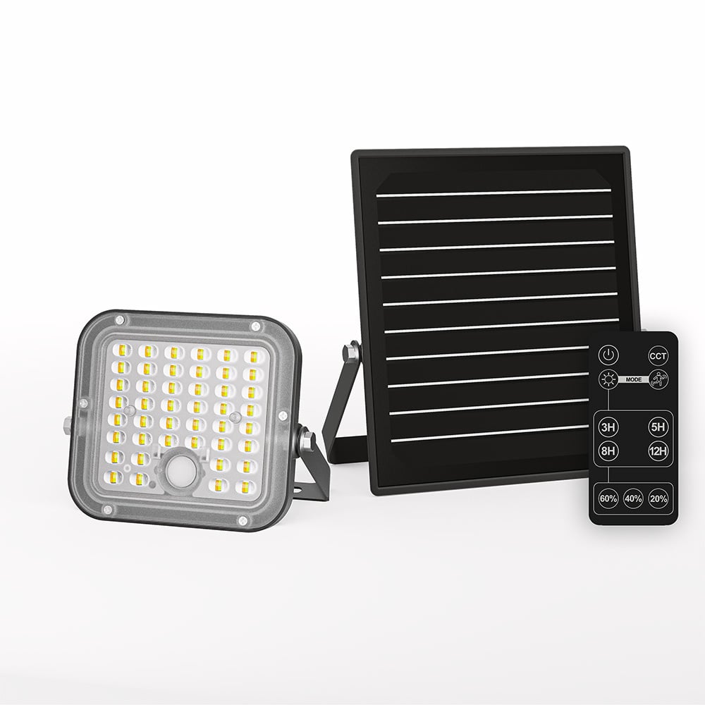 HOFTRONIC™ Vega LED Solar breedstraler met bewegingssensor - Incl. Schemersensor - Los zonnepaneel - Schijnwerper - IP65 waterdicht - 88 LED's - 10 watt - 2800-6500K - Warm wit licht - Dagl