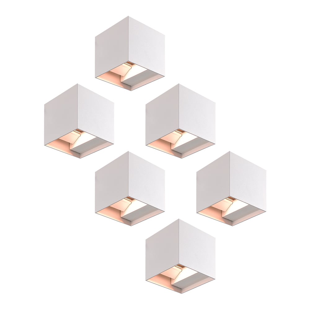 HOFTRONIC™ Set van 6 Dimbare LED Wandlamp Kansas wit 6 Watt 3000K Up & Down light IP54