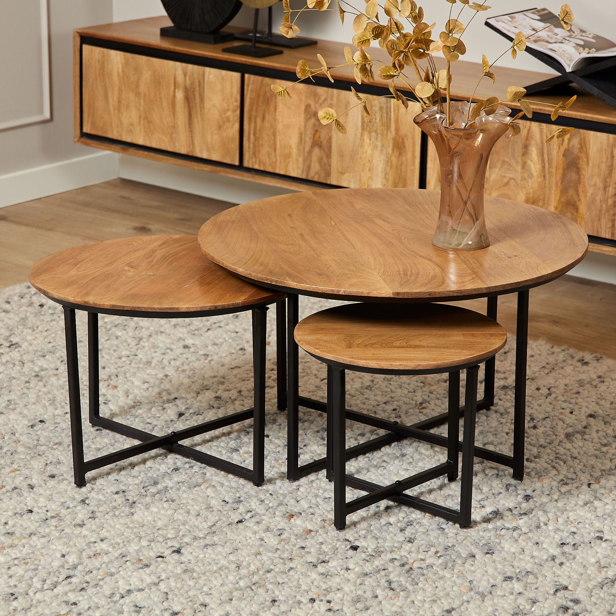 Het Steigerhouthuis Salontafel RichWood | Set van 3