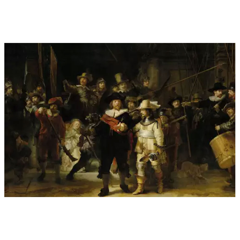 Mondiart Schilderij De Nachtwacht met lijst Brown