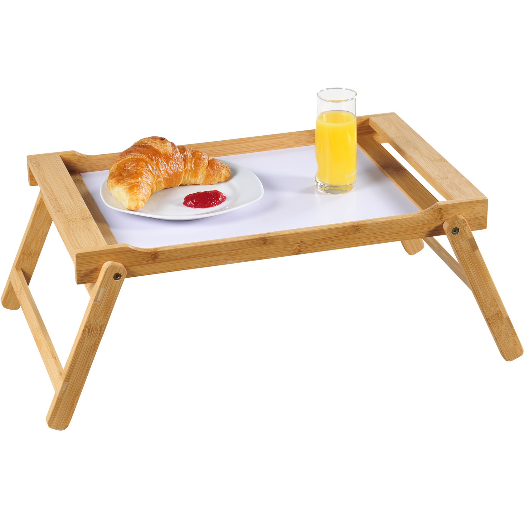 Kesper Bamboe houten dienblad - 33 x 55 cm - met inklapbare poten - Ontbijt op bed -