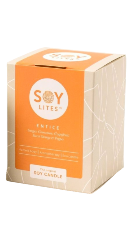Soylites Soycandle Entice - Ginger, Cinnamon, Grapefruit, Sweet Orange & Pepper