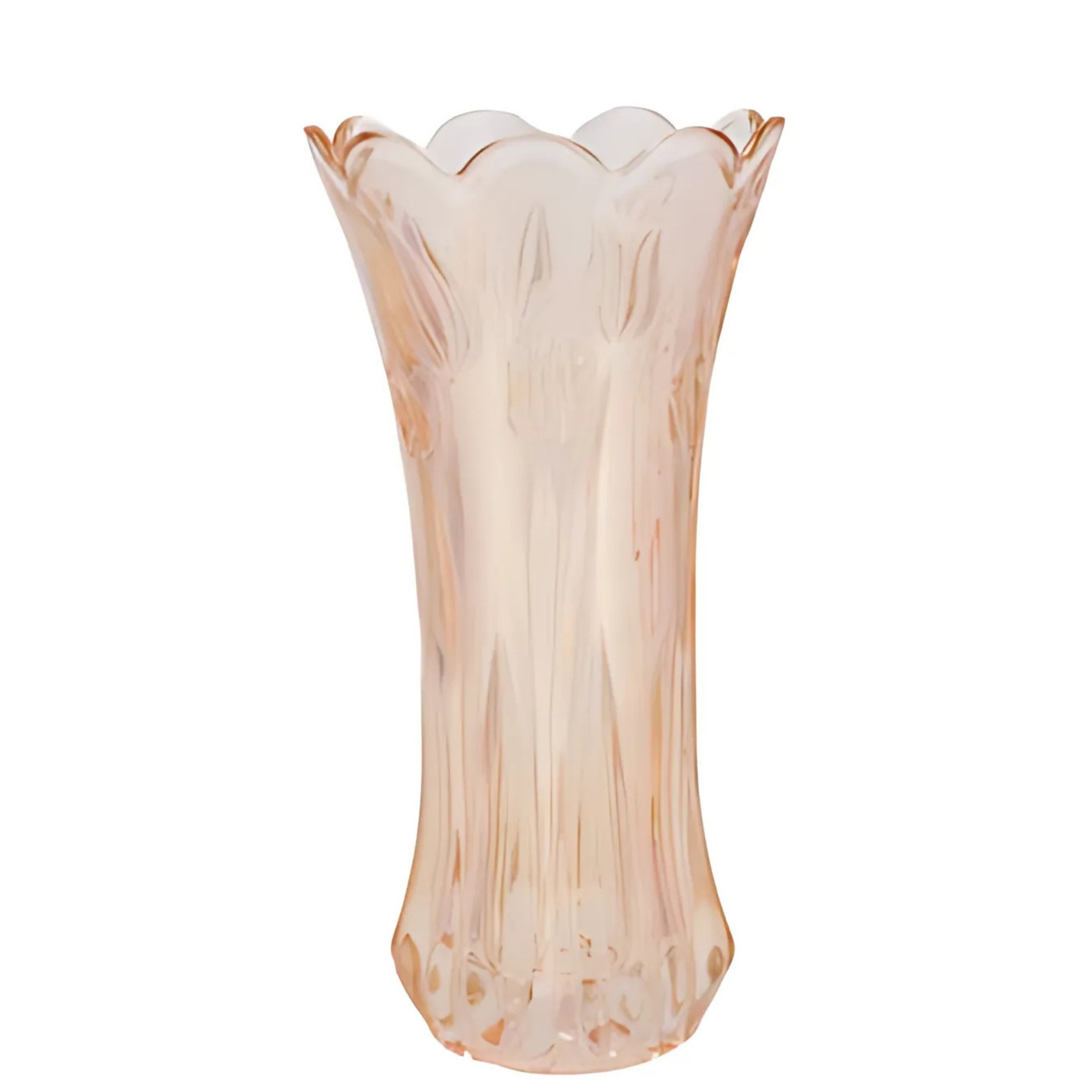 DK Design Bloemenvaas Delight - boeket vaas - glas - pastel oranje - 11 x 20 cm -