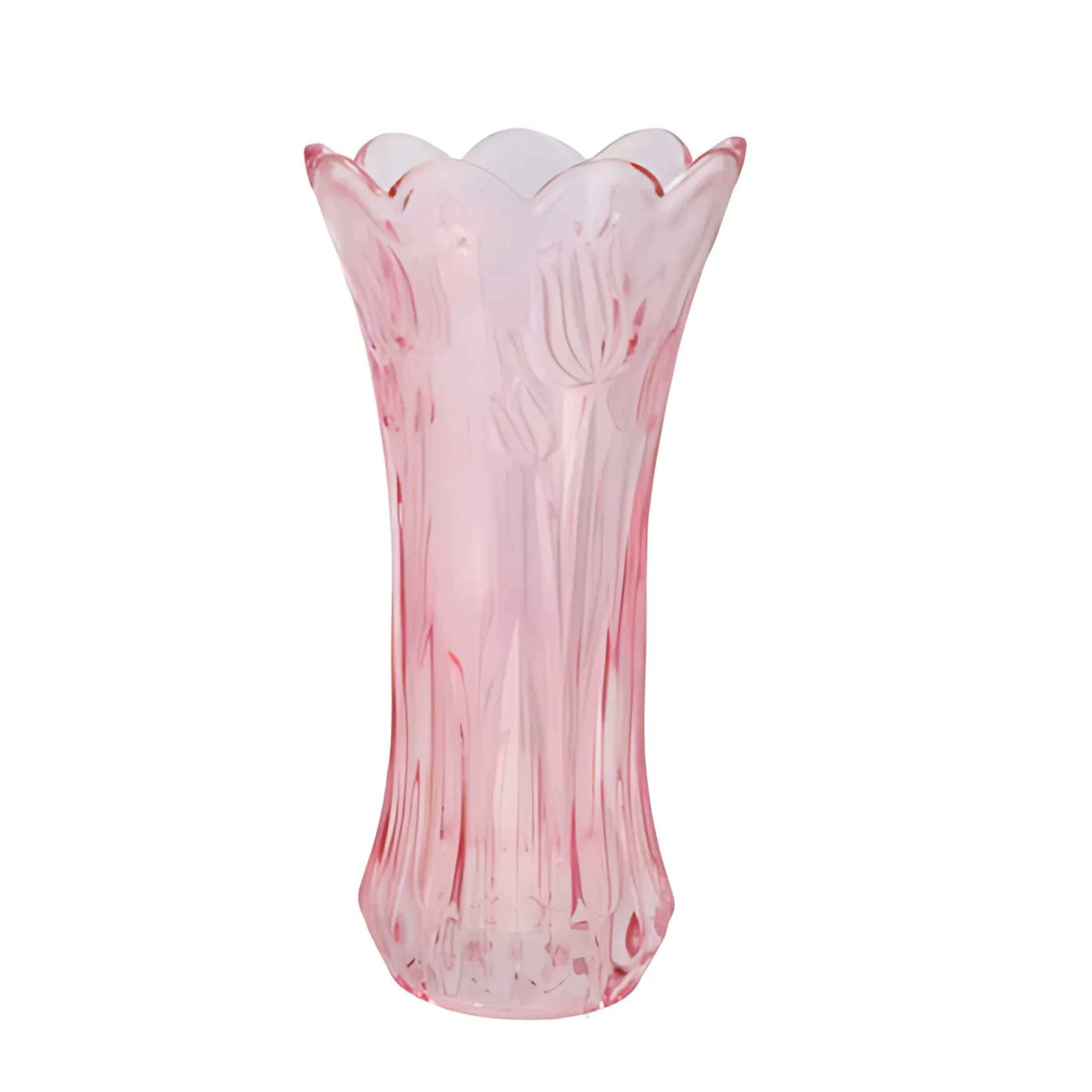 DK Design Bloemenvaas Delight - boeket vaas - glas - pastel roze - 11 x 20 cm -