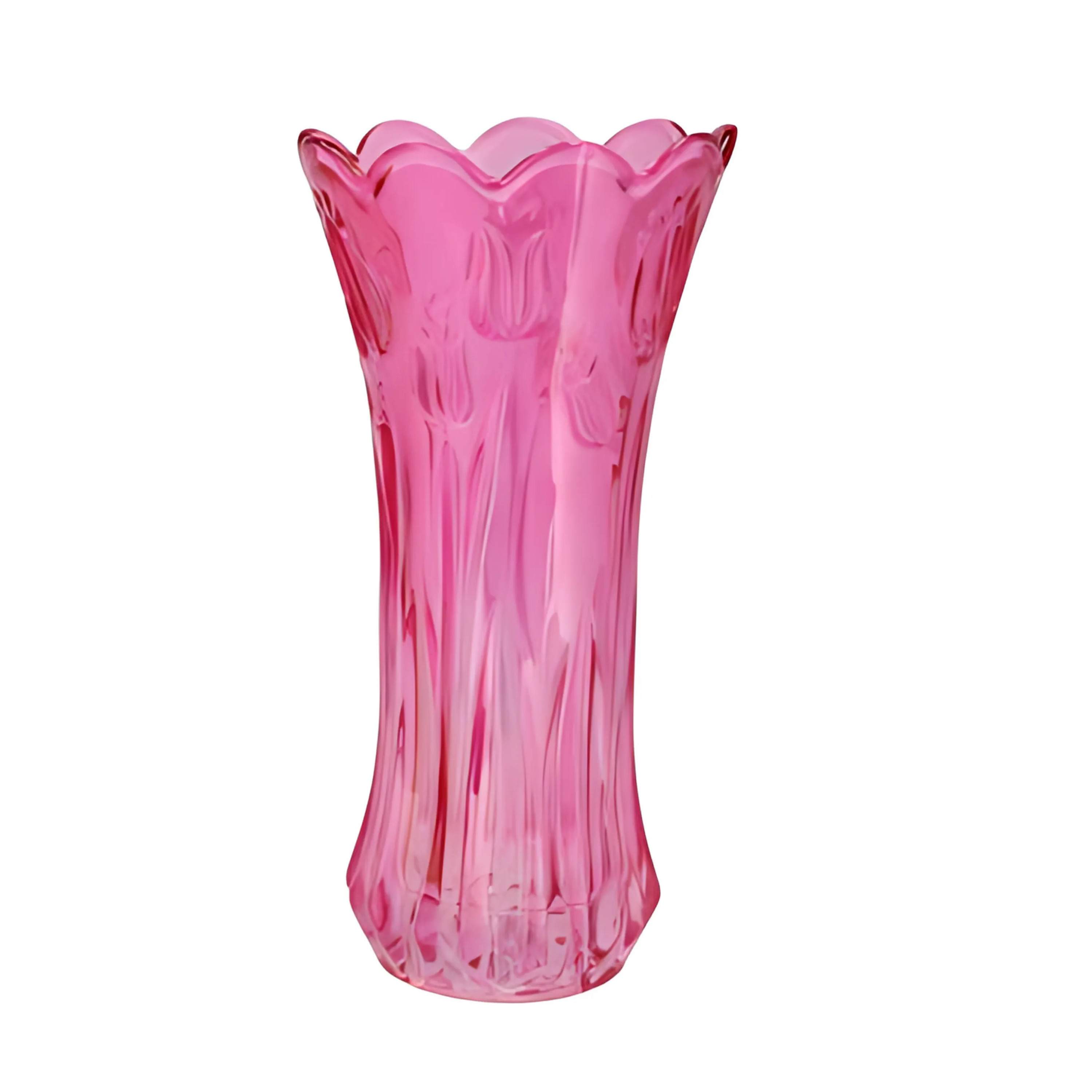 DK Design Bloemenvaas Delight - boeket vaas - glas - roze - 11 x 20 cm -