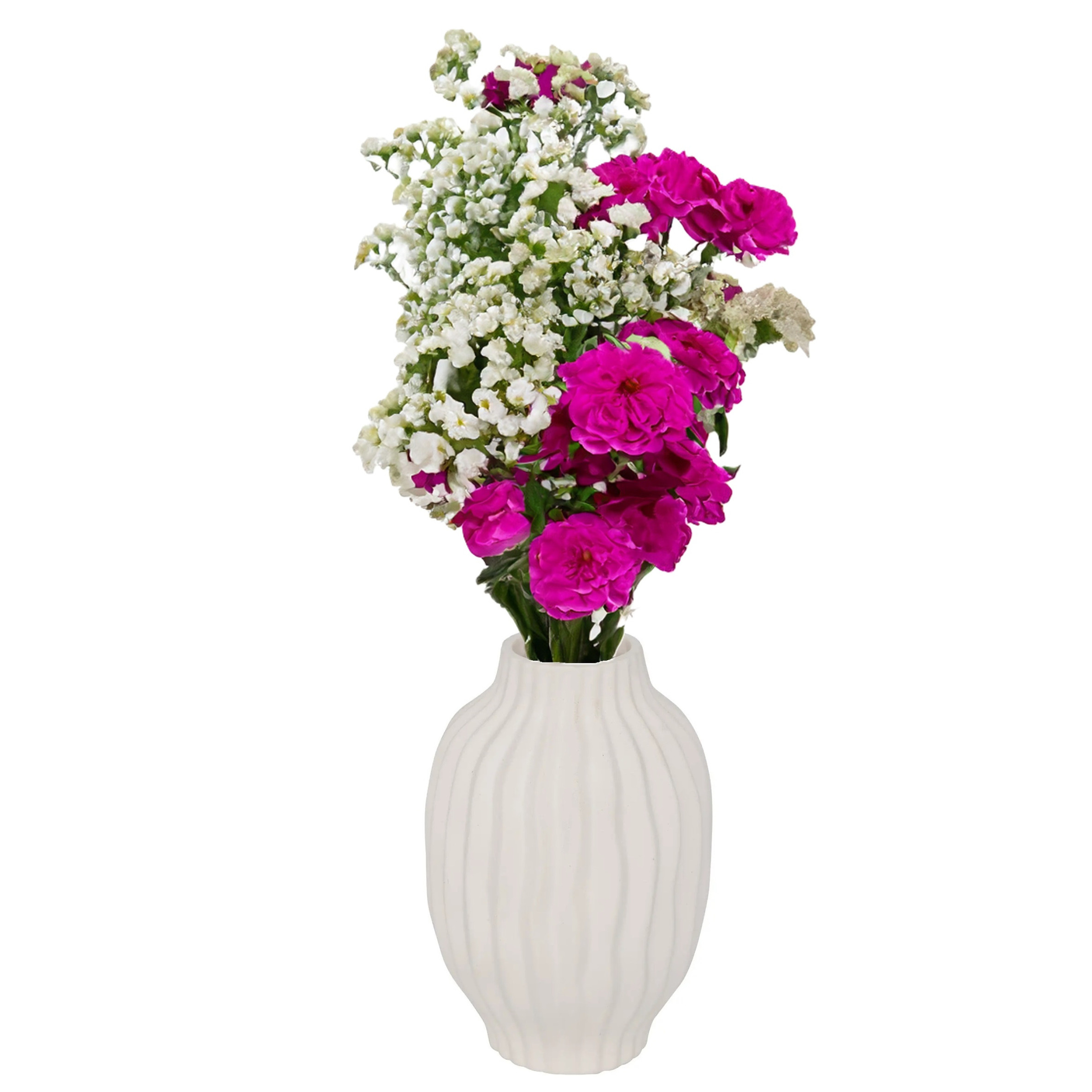 Atmosphera Bloemenvaas Antique Roman - creme wit - keramiek - D15 x H22 cm -