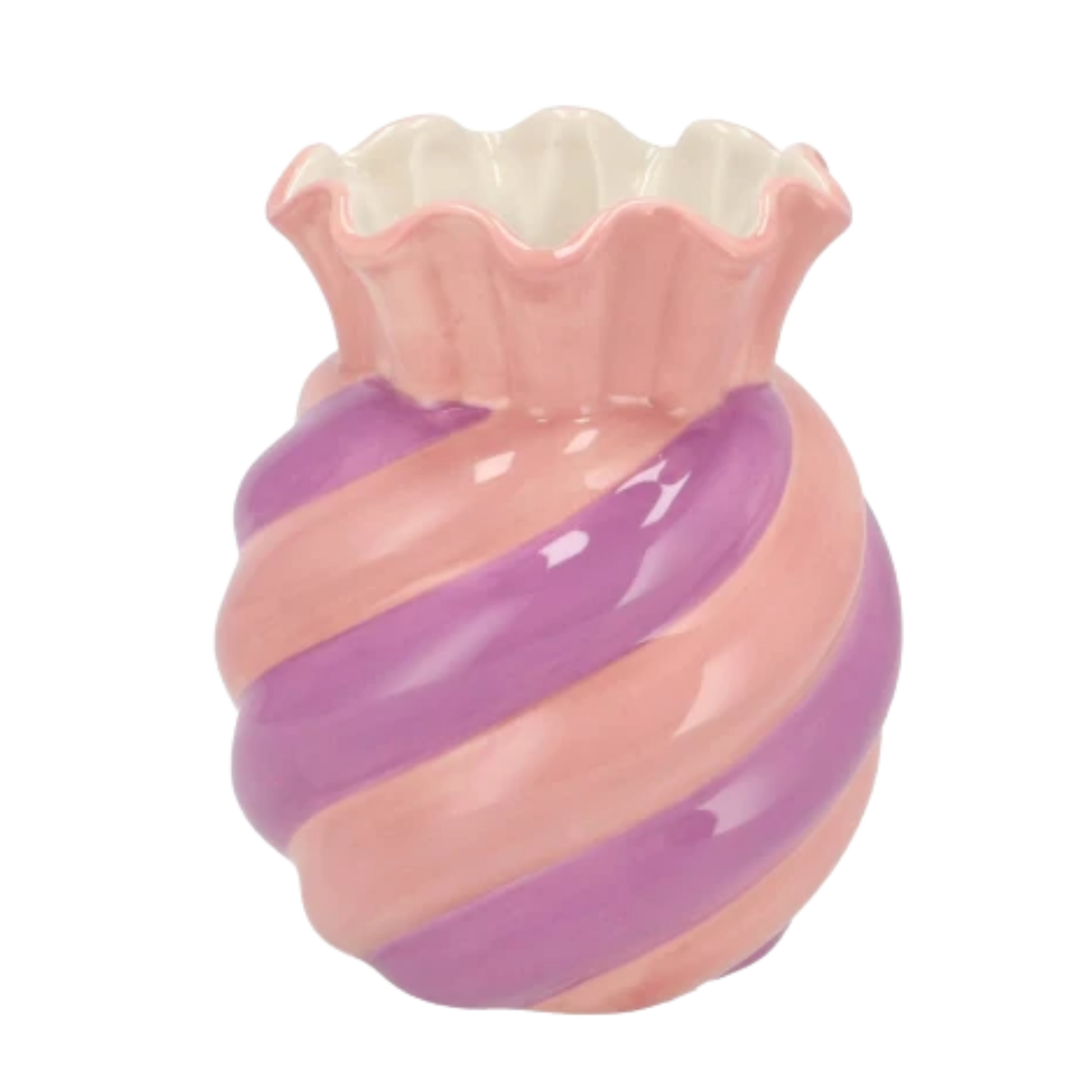 DK Design Bloemenvaas Sweety - boeket vaas - keramiek - roze/paars - 13 x 16 cm -