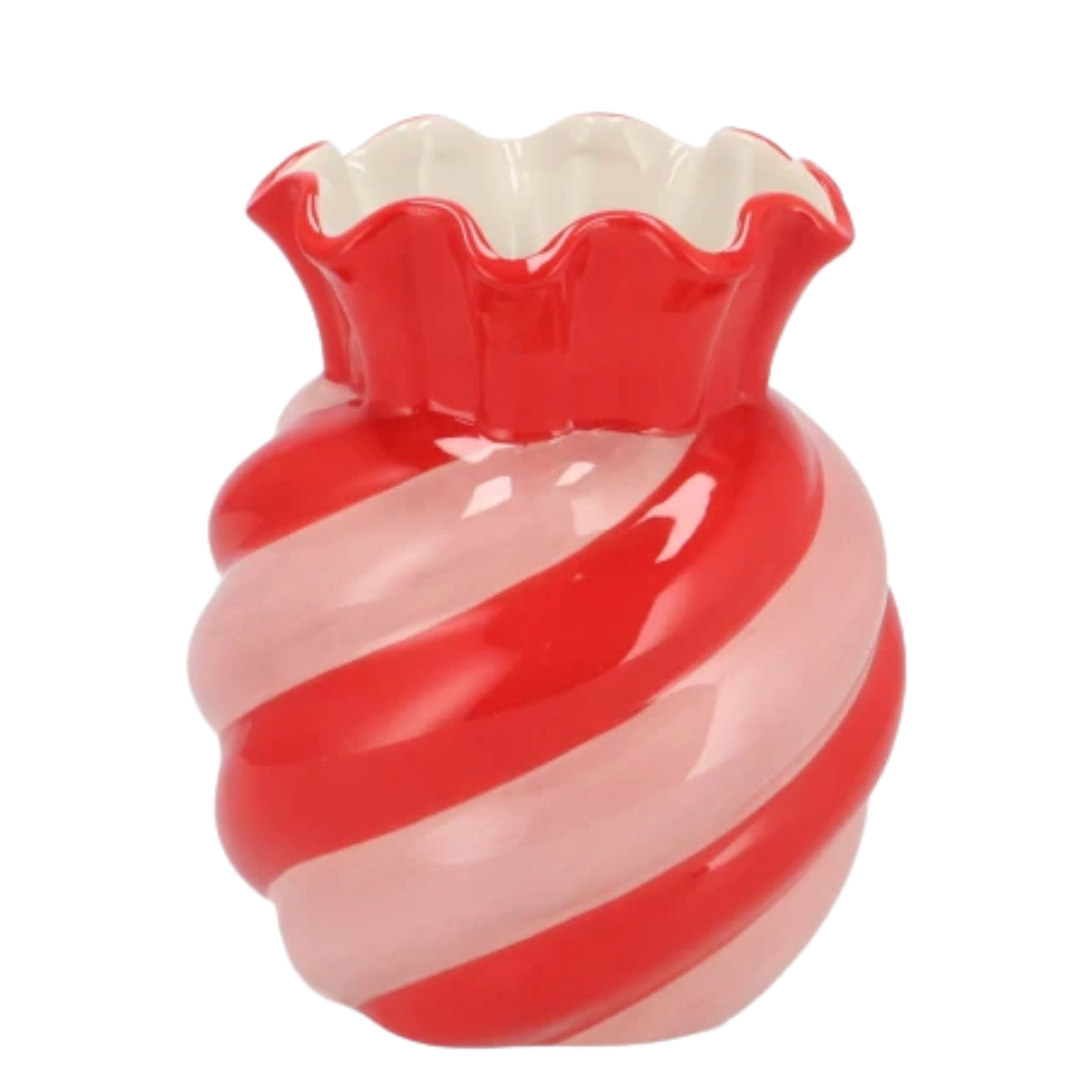 DK Design Bloemenvaas Sweety - boeket vaas - keramiek - roze/rood - 13 x 16 cm -