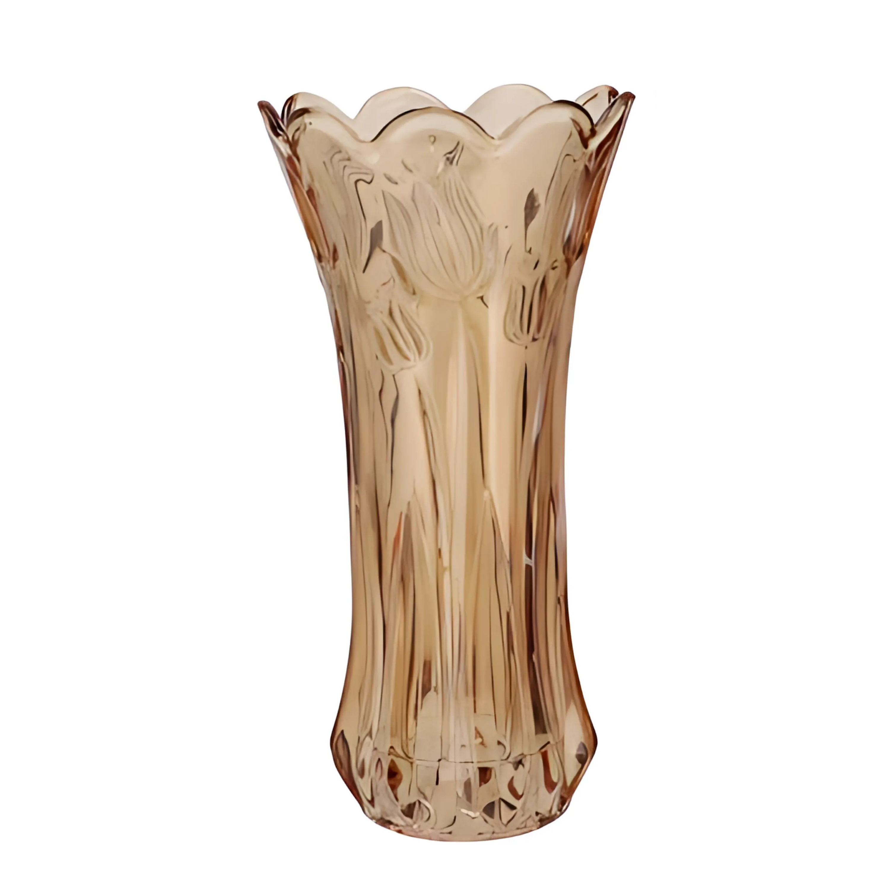 DK Design Bloemenvaas Delight - boeket vaas - glas - lichtbruin - 15 x 30 cm -