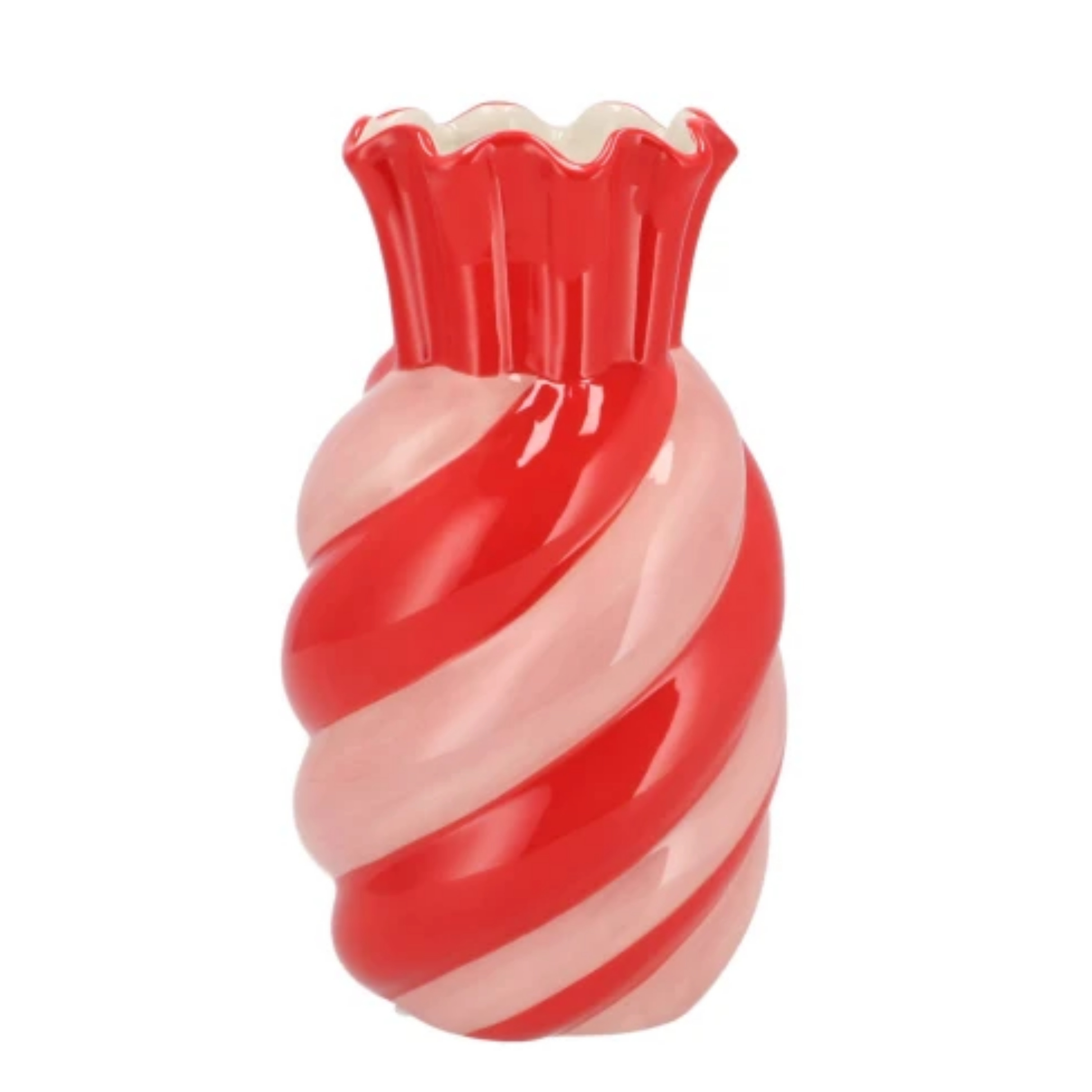 DK Design Bloemenvaas Sweety - boeket vaas - keramiek - roze/rood - 13 x 23 cm -