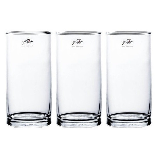 Bellatio flowers & plants 3x Cilinder bloemen vaas helder glas 10 x 20 cm -