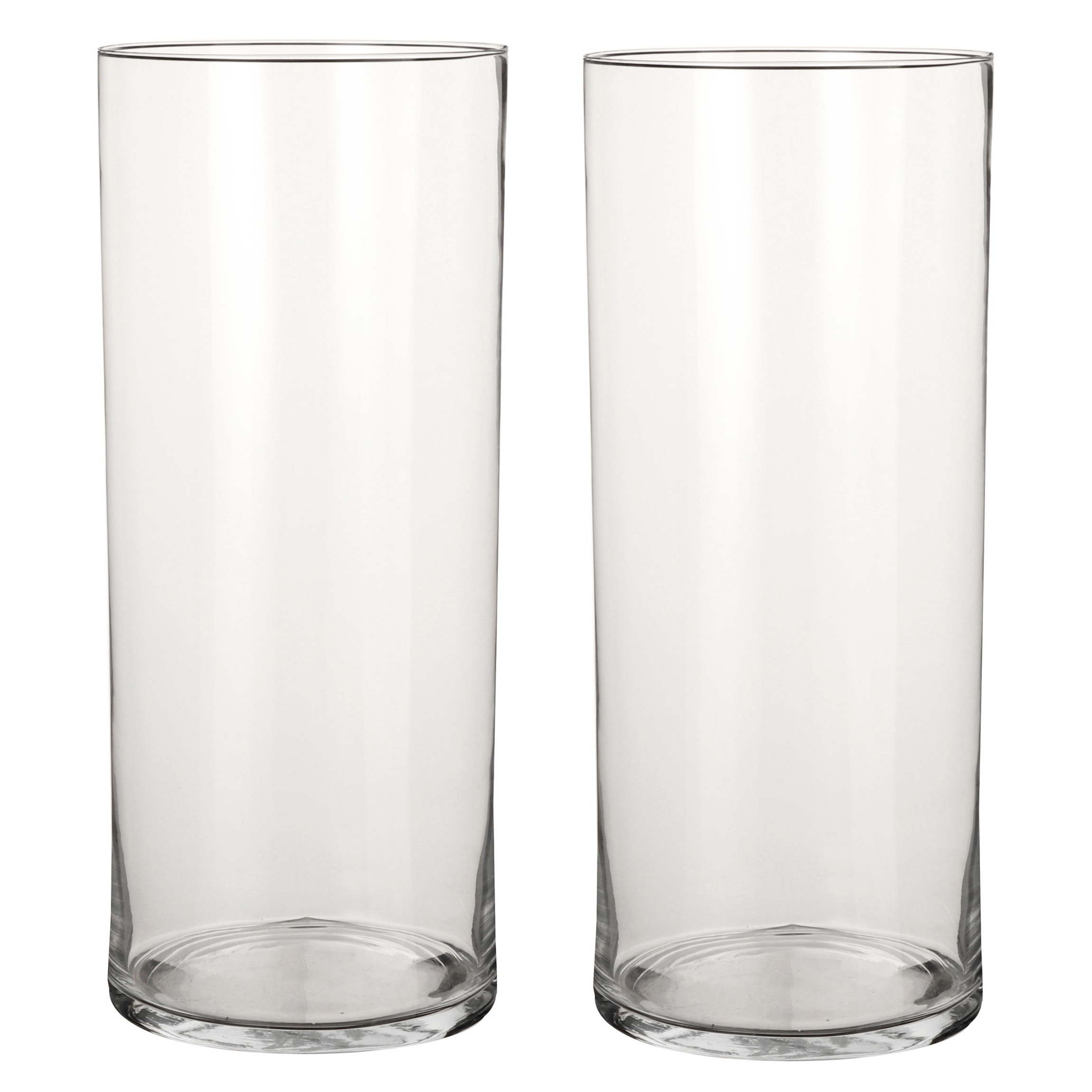 Mica Decorations 2x Glazen cilinder vaas/vazen cm rond -