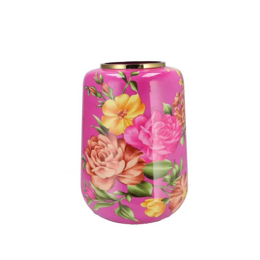 DK Design Vaas Flower Bouquet - fuchsia roze - metaal - 33 x 32 x cm - bloemenvaas -