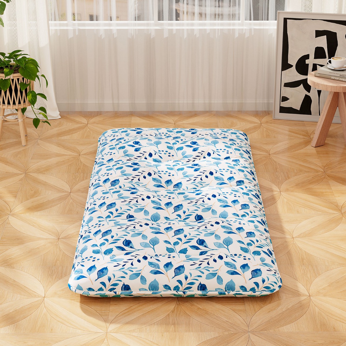 Costway Japans Futonmatras met Wasbare Hoes &Amp Draagtas Tatamimat Groen 90 x 200 cm