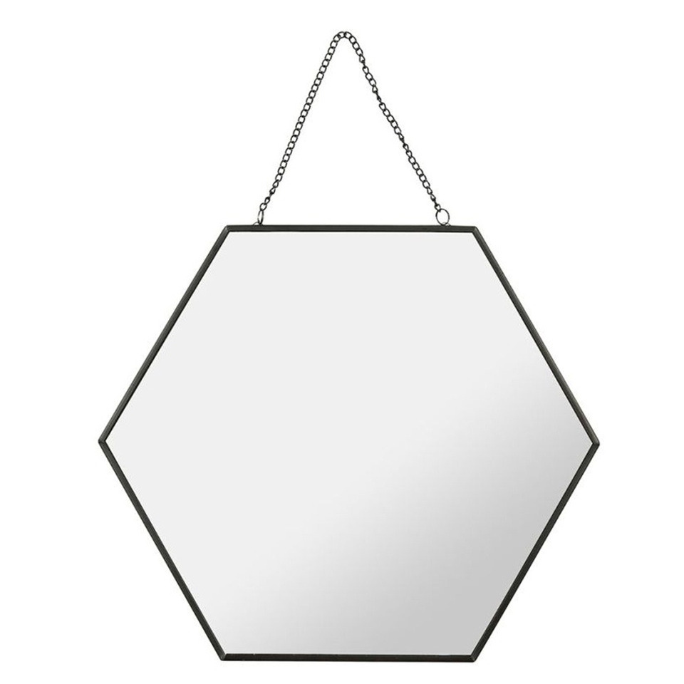 OSTARIA Wandspiegel Industrieel - metaal - hexagon - D30 cm - wanddecoratie spiegels -
