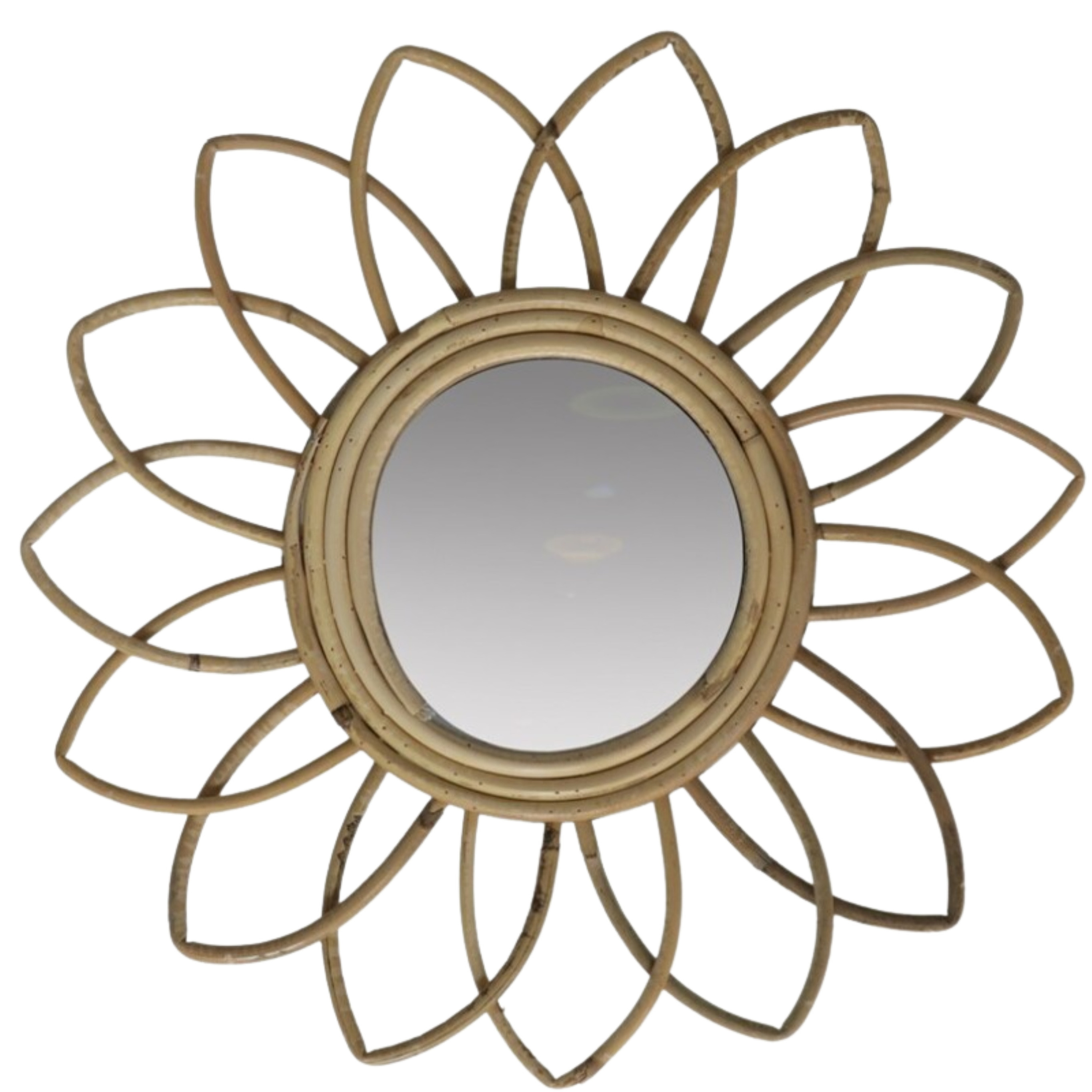 Gerimport Rotan wandspiegel natuurlijk - sun - rotan - 35x4 cm - bohemian spiegel -