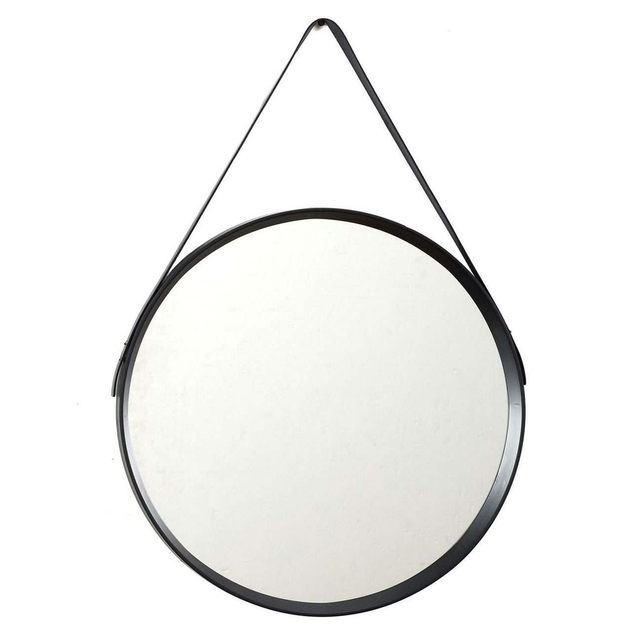 Home Deco Factory Ronde wandspiegel Soho Barber - met ophanglus - zwart - kunststof/glas - Dia 50cm -
