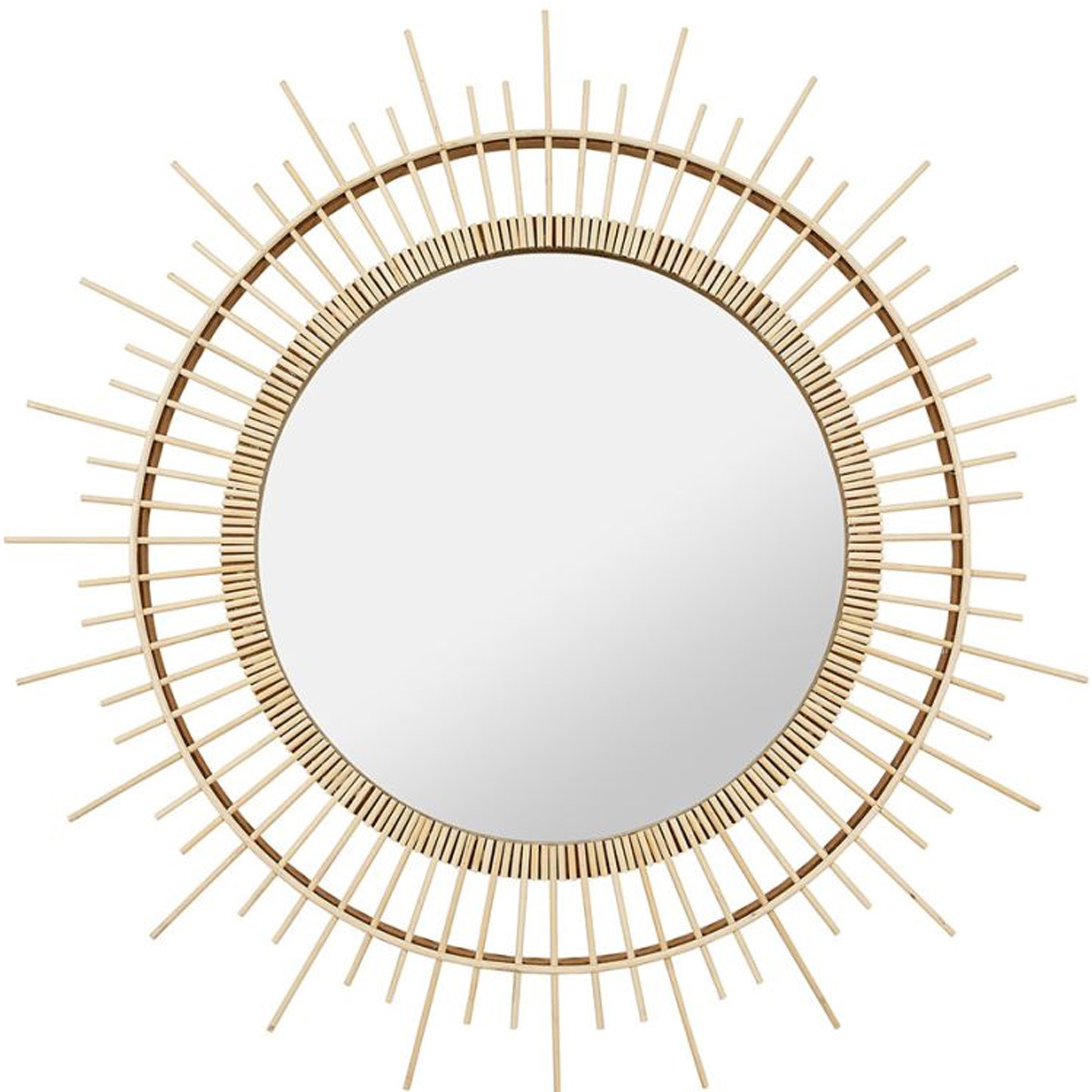 OSTARIA Wandspiegel Sun - zon - rotan - D80 cm - bohemian/boho spiegel -