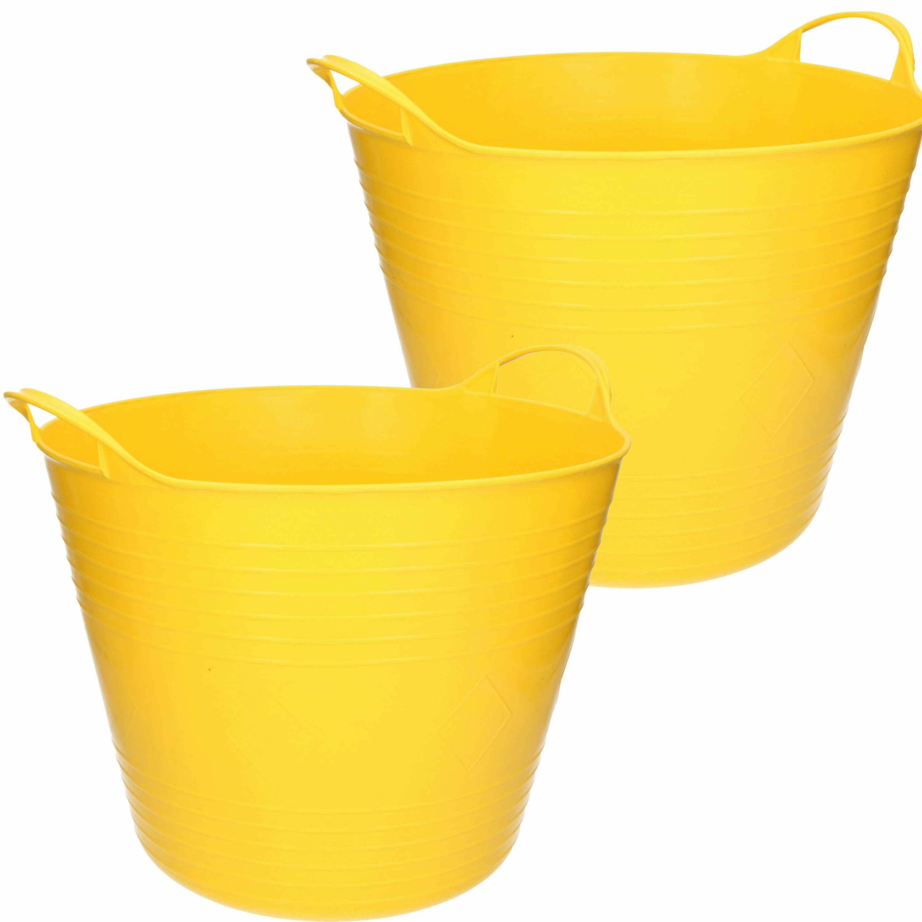 Excellent Houseware Flexibele emmer - 2x - geel - 27 liter - kunststof - x 35 cm -