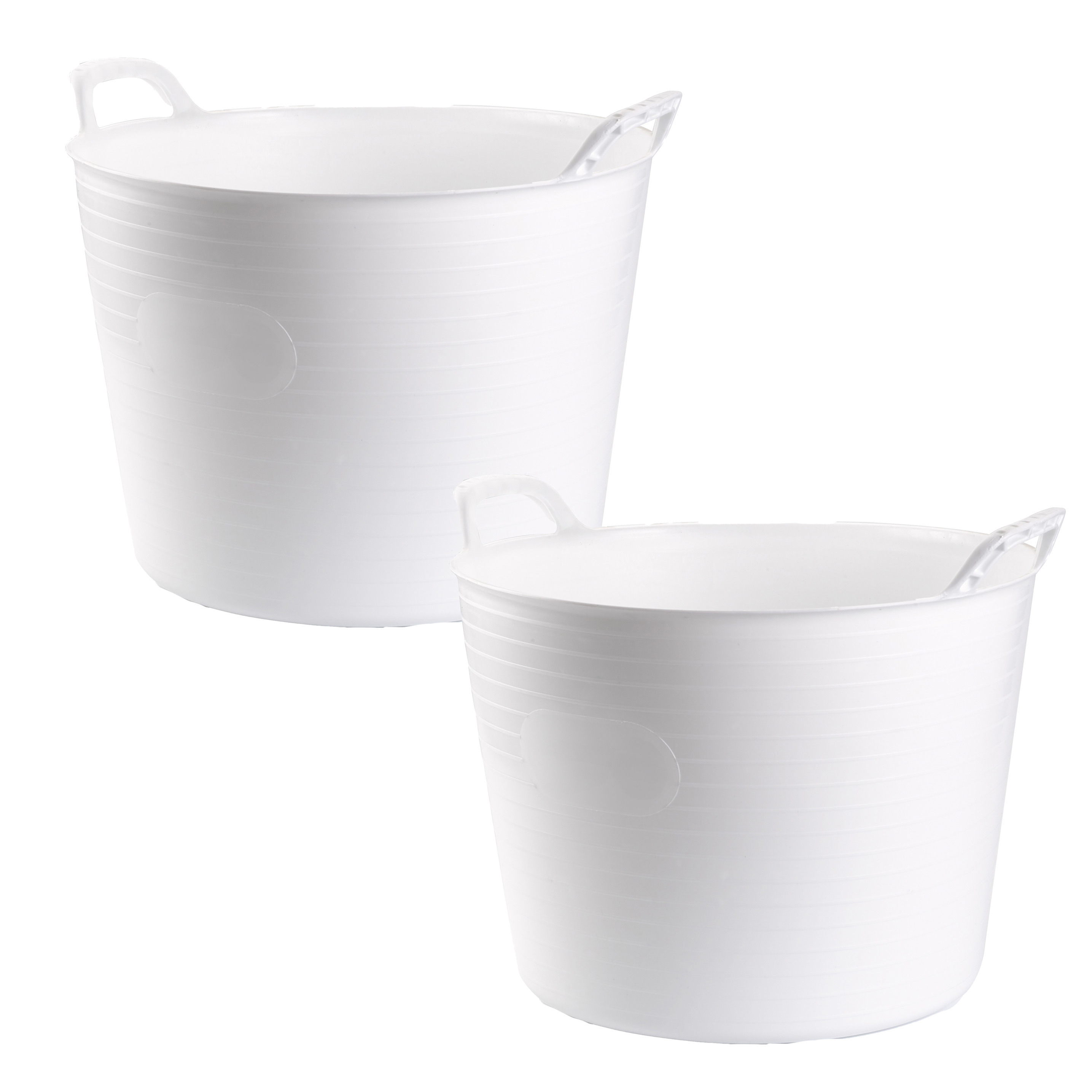 PlasticForte Flexibele kuip of emmer - 2x - wit - liter - stevig kunststof - 45 x cm -