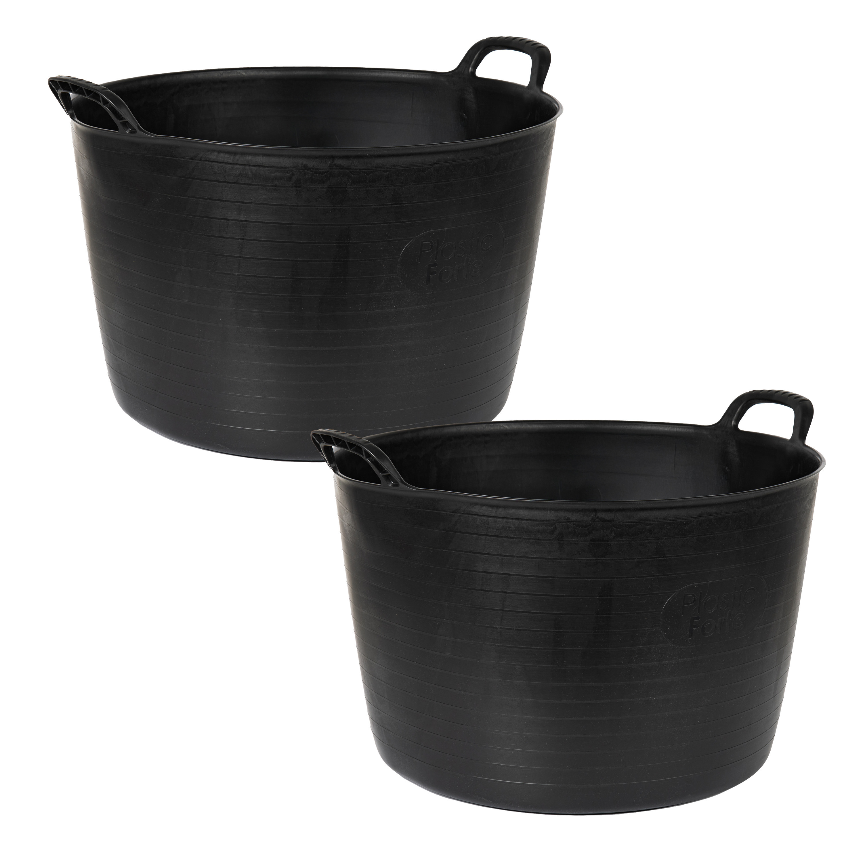 PlasticForte Flexibele kuip of emmer - 2x - zwart - 75 liter - stevig kunststof - x 55 cm - Extra groot -