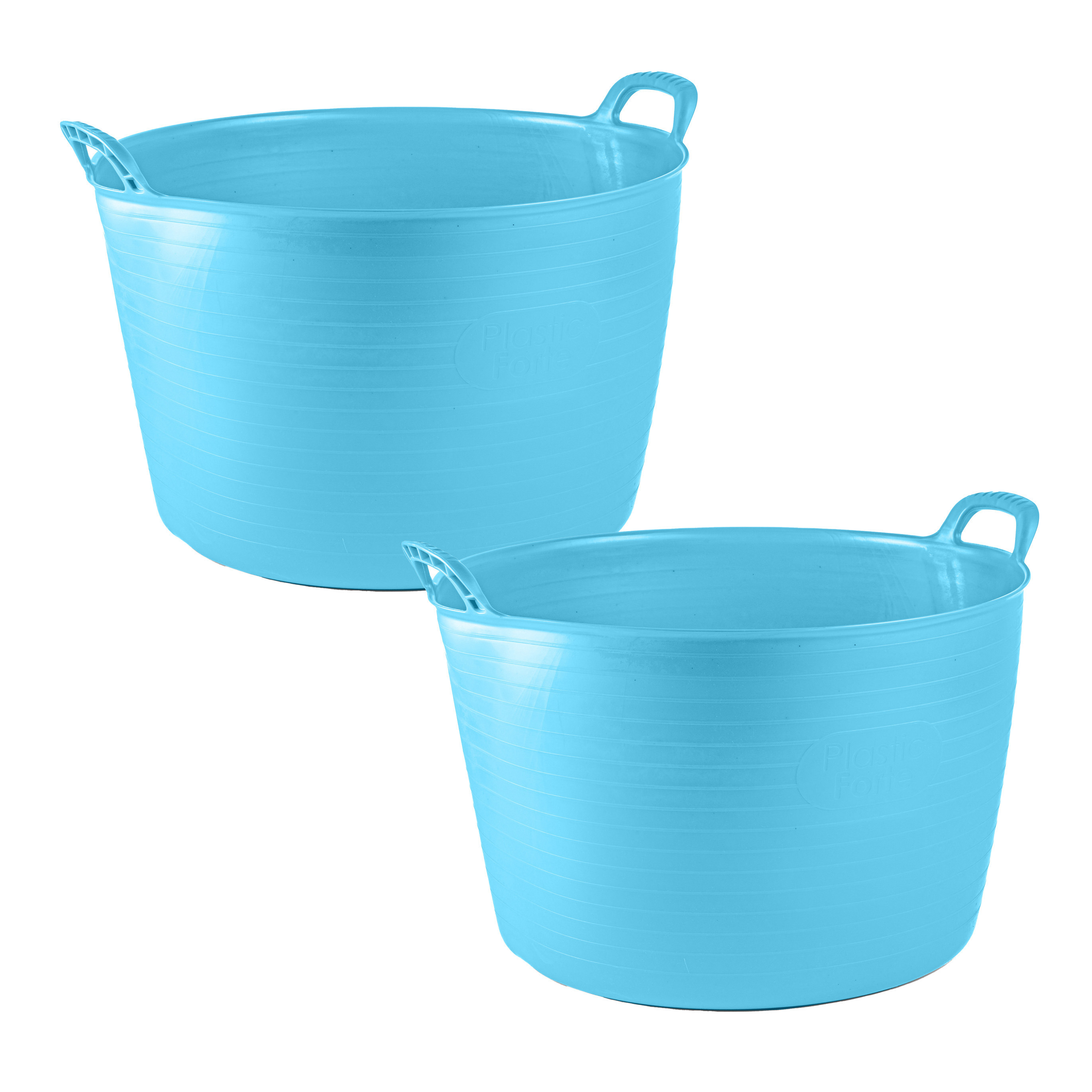 PlasticForte Flexibele kuip of emmer - 2x - blauw - 75 liter - stevig kunststof - x 55 cm - Extra groot -