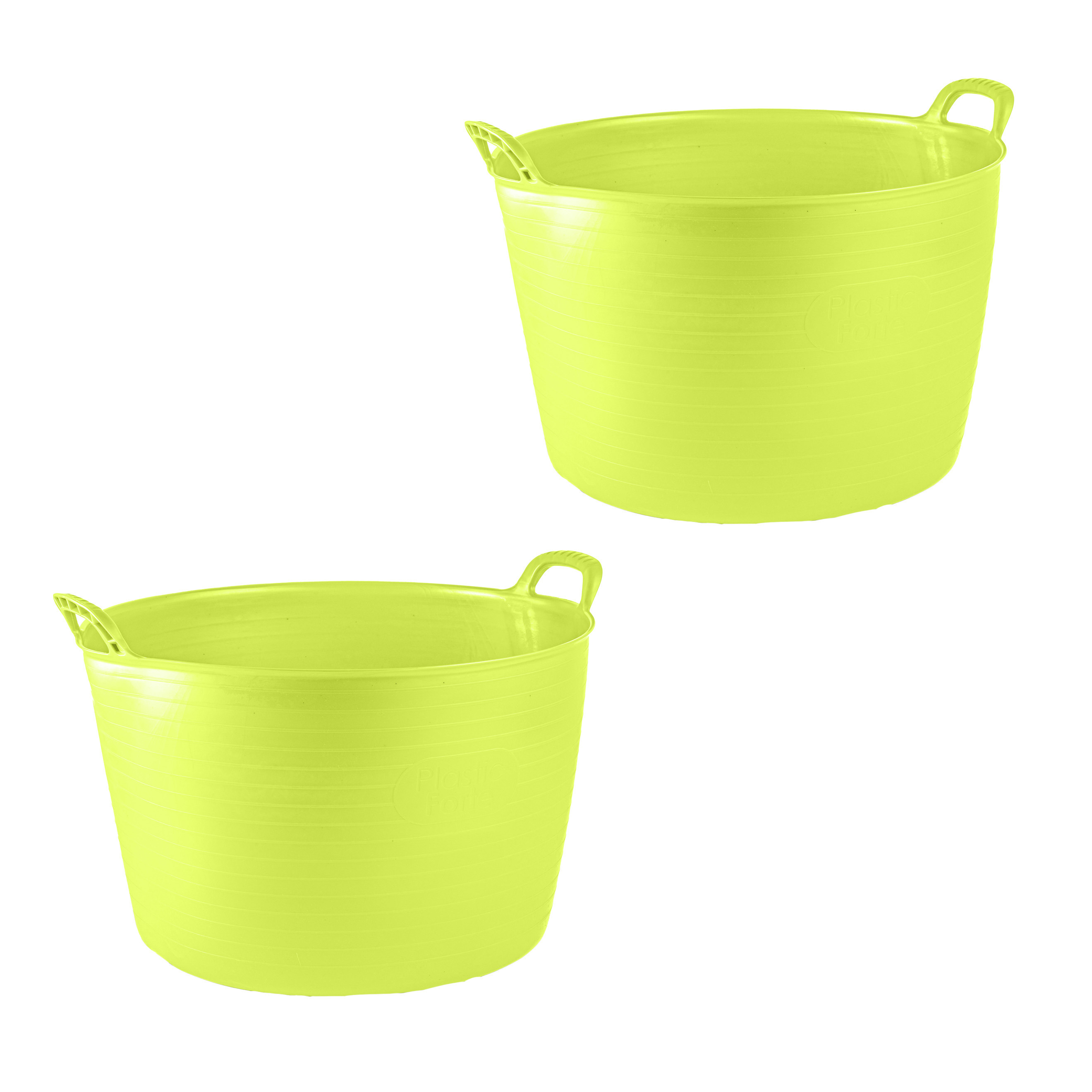 PlasticForte Flexibele kuip of emmer - 2x - groen - 75 liter - stevig kunststof - x 55 cm - Extra groot -