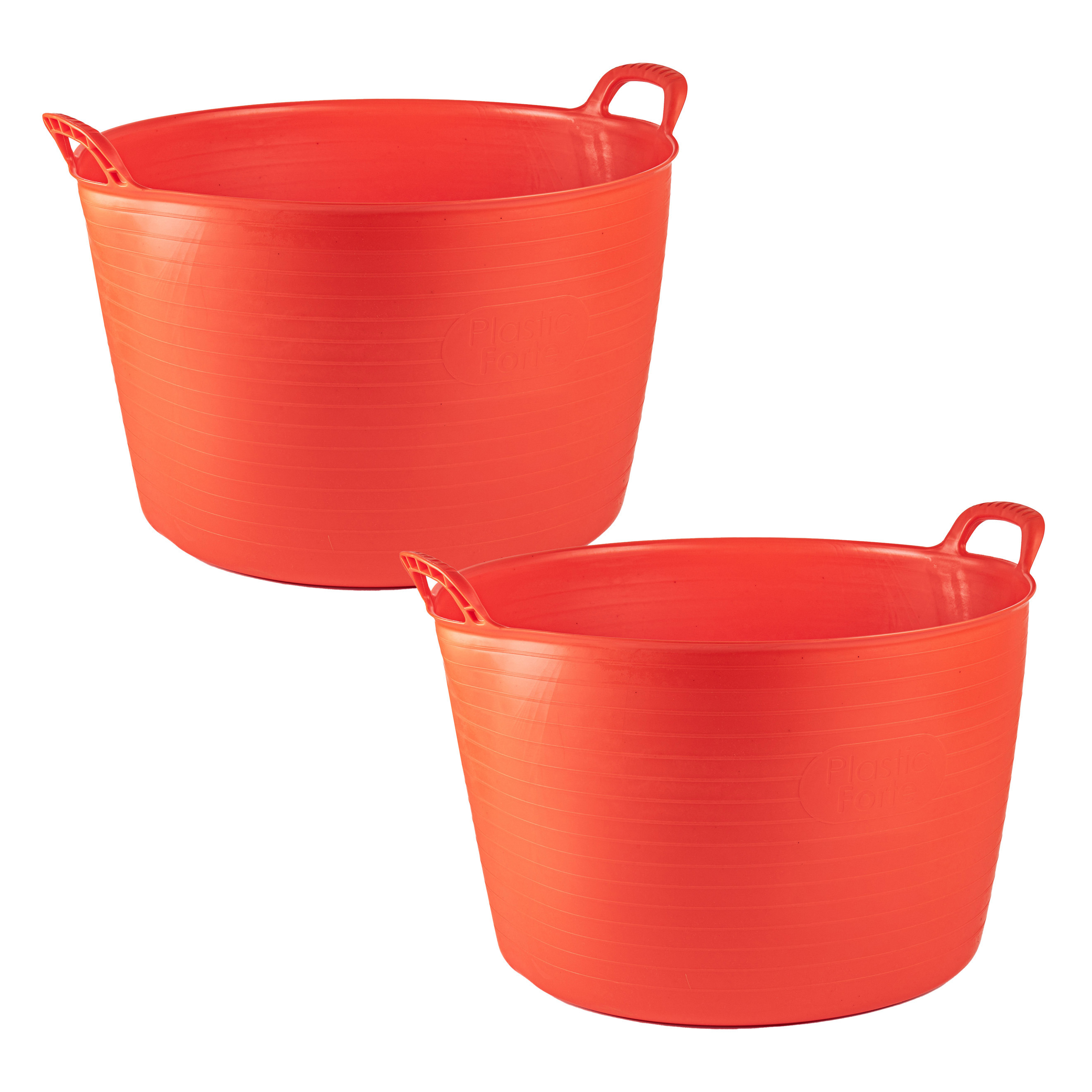 PlasticForte Flexibele kuip of emmer - 2x - rood - 75 liter - stevig kunststof - x 55 cm - Extra groot -