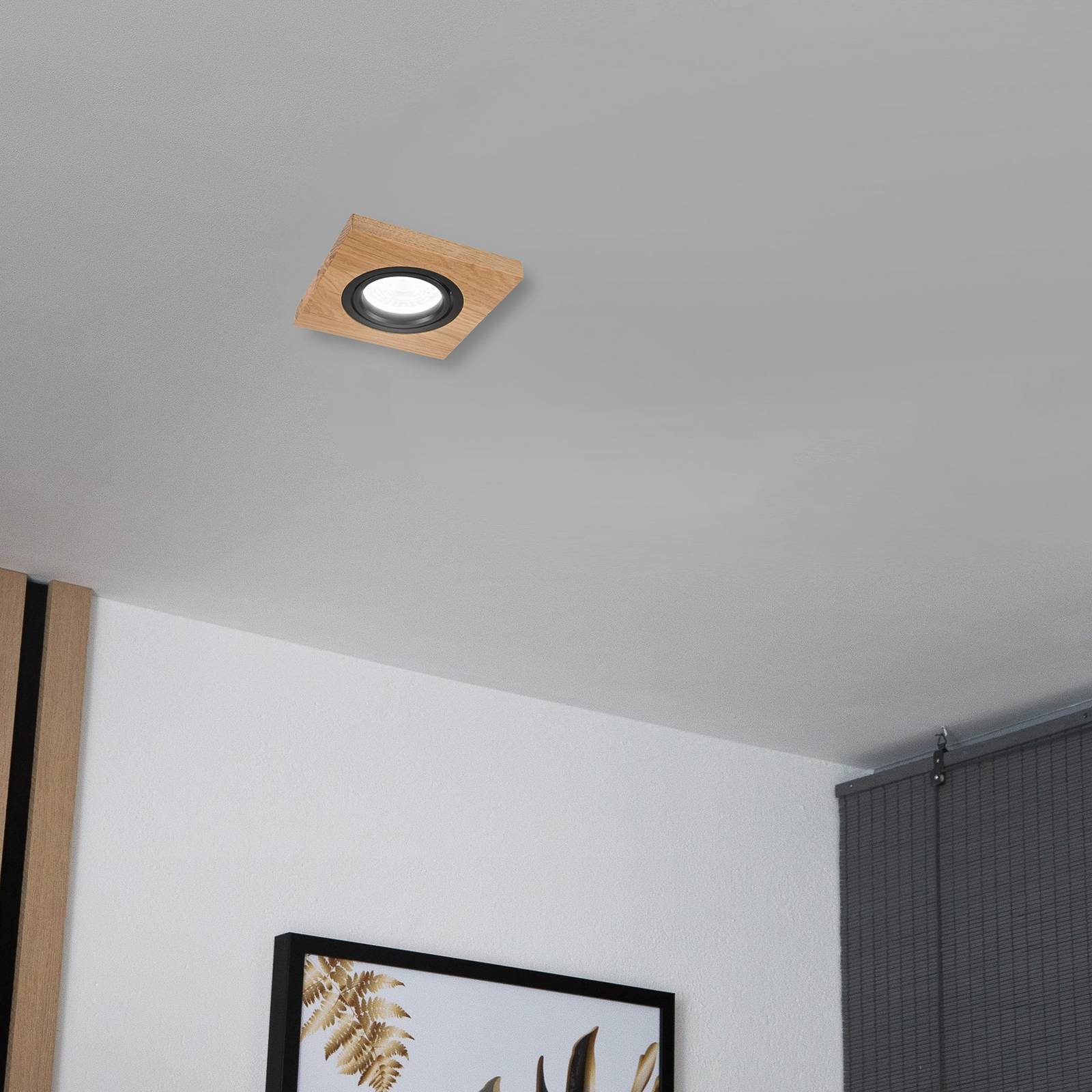 Lamkur Lighting Plafond inbouwlamp Tobby, 10 x 10 cm, eikenhout, GU10