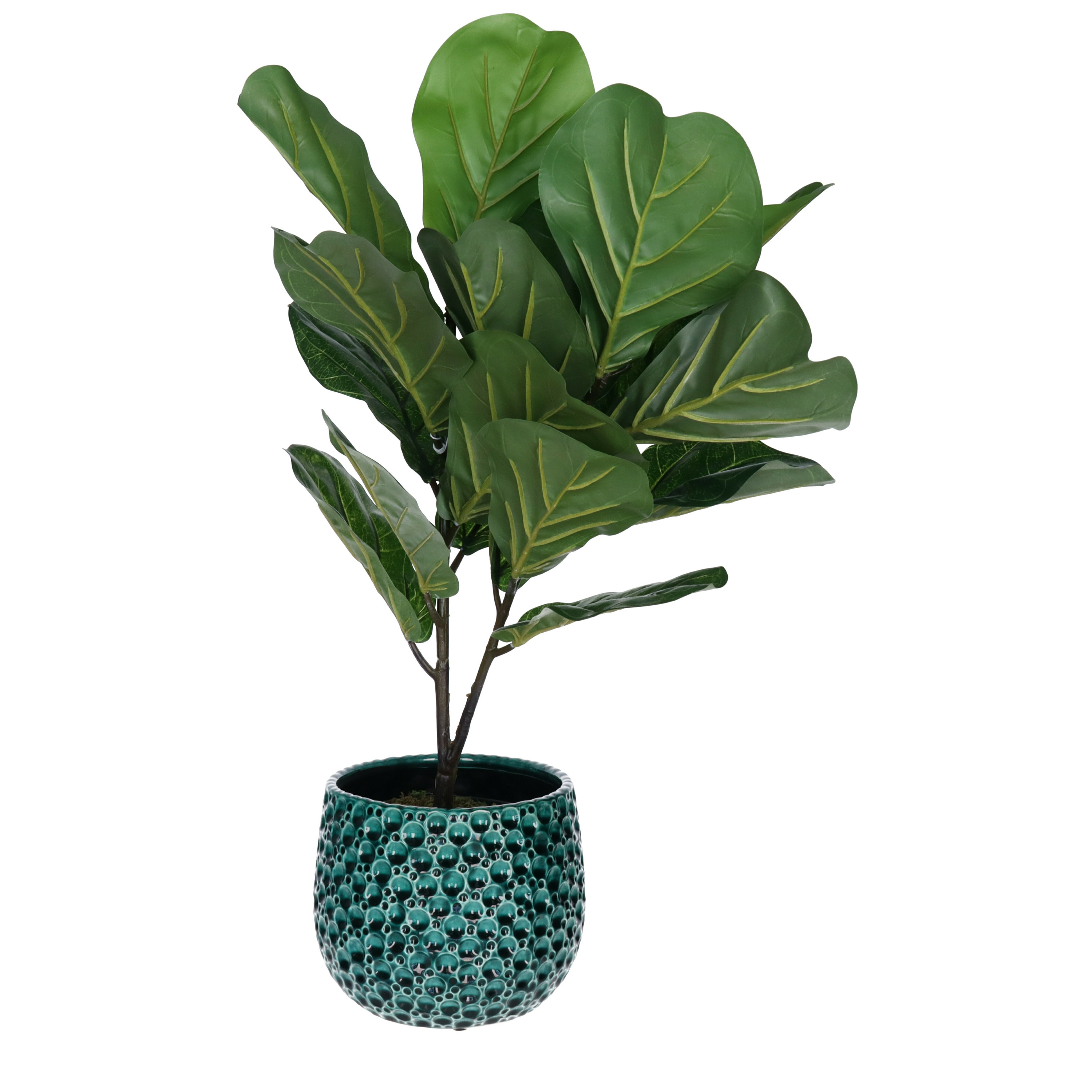 Mega Collections bloempot Pebblo - keramiek - blauw - D15 x H13 cm -