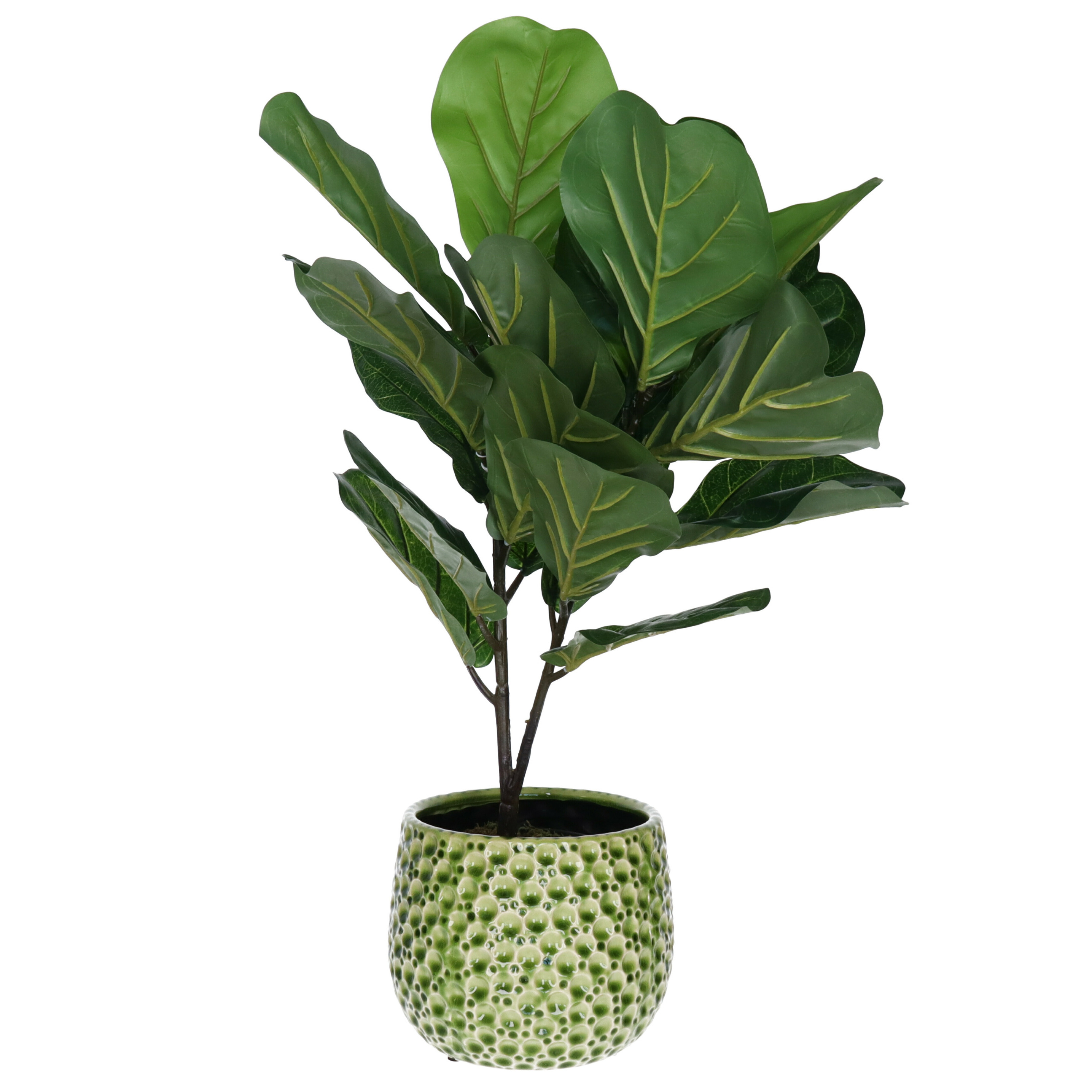 Mega Collections bloempot Pebblo - keramiek - groen - D15 x H13 cm -