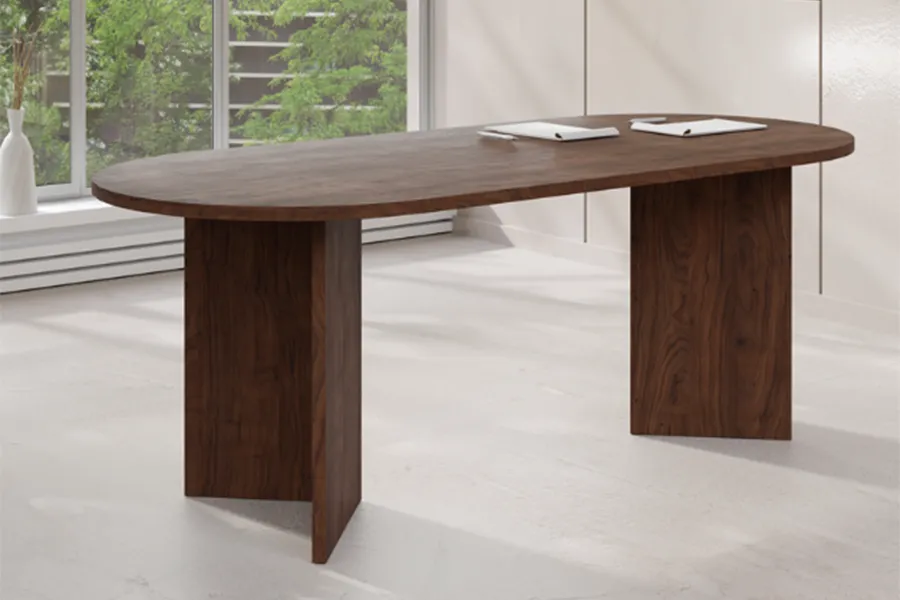 WOONENZO Ovale eettafel Ravi - Walnoot