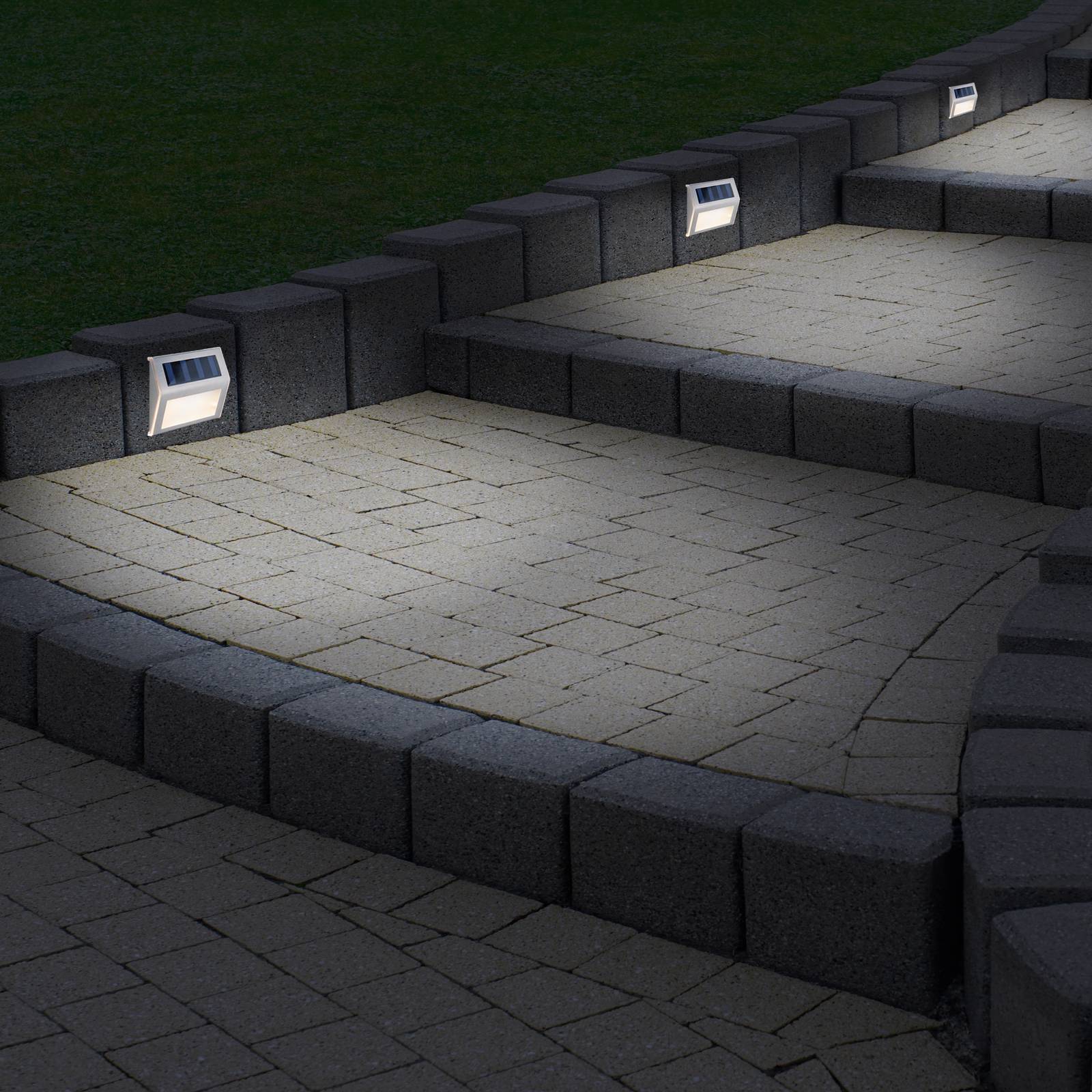 Naeve Leuchten Näve LED buiten wandlamp op zonne-energie 5282104, roestvrij staal, set van 4, IP44