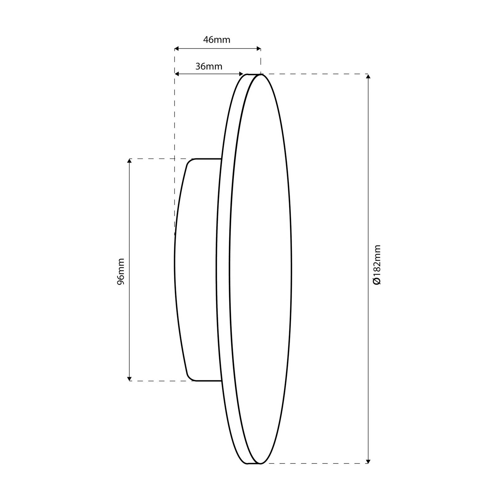 Milagro Lighting LED wandlamp Disk, Ø 18 cm, zwart, kunststof, IP65, CCT