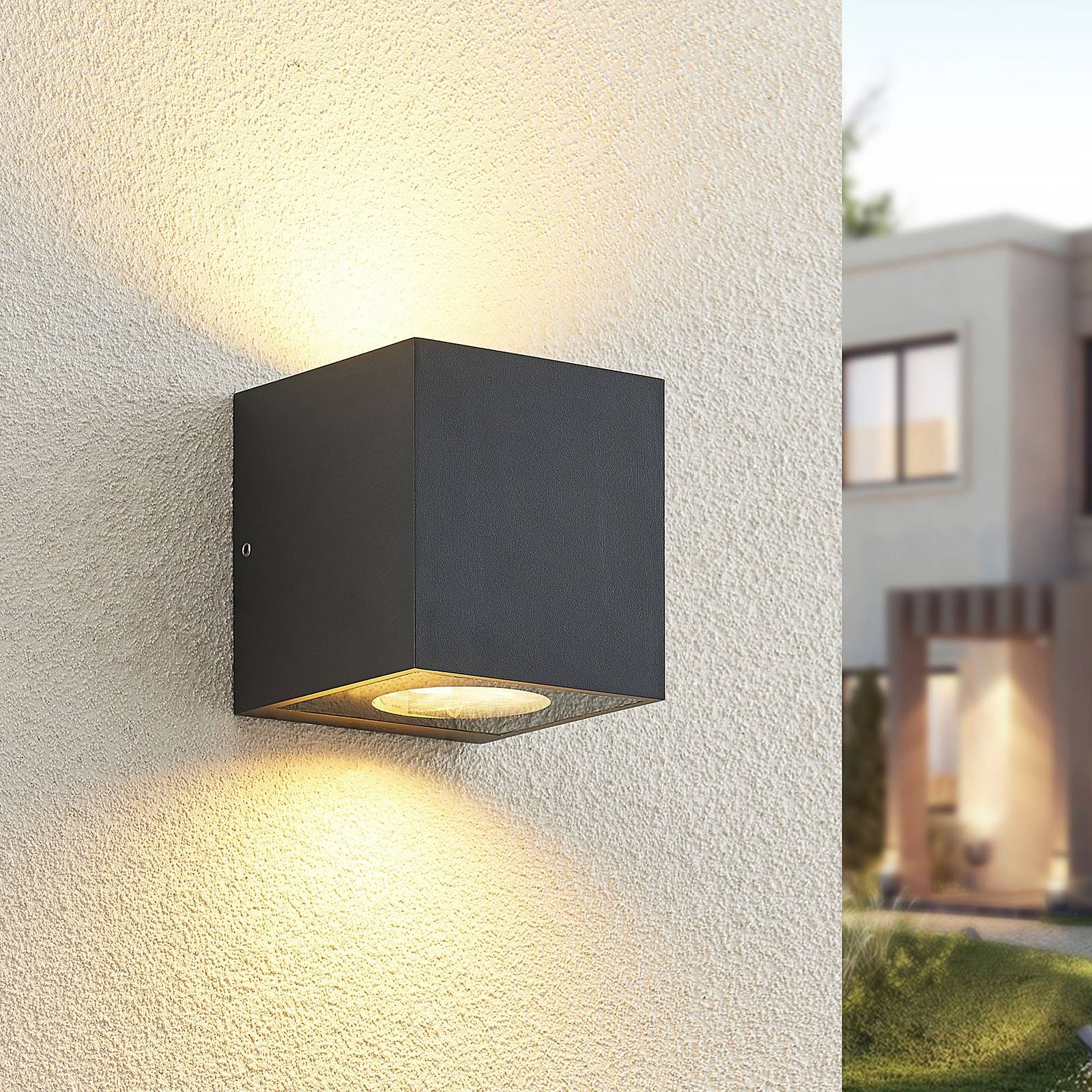 Arcchio buitenwandlamp Tassnim, antraciet, 2-lamps, IP65