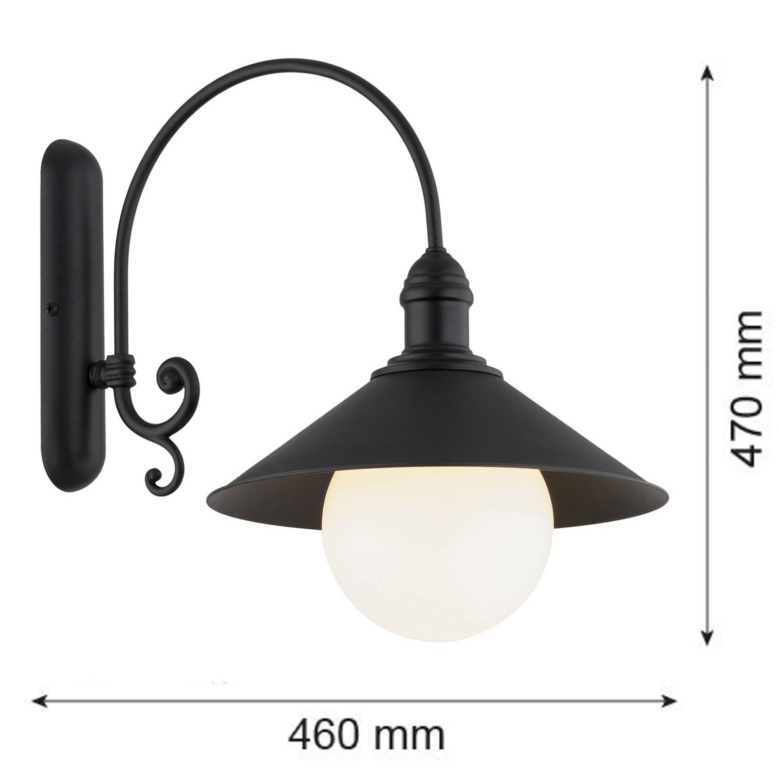 Argon Buitenwandlamp Enduro, zwart, staal, glas, IP44, E27