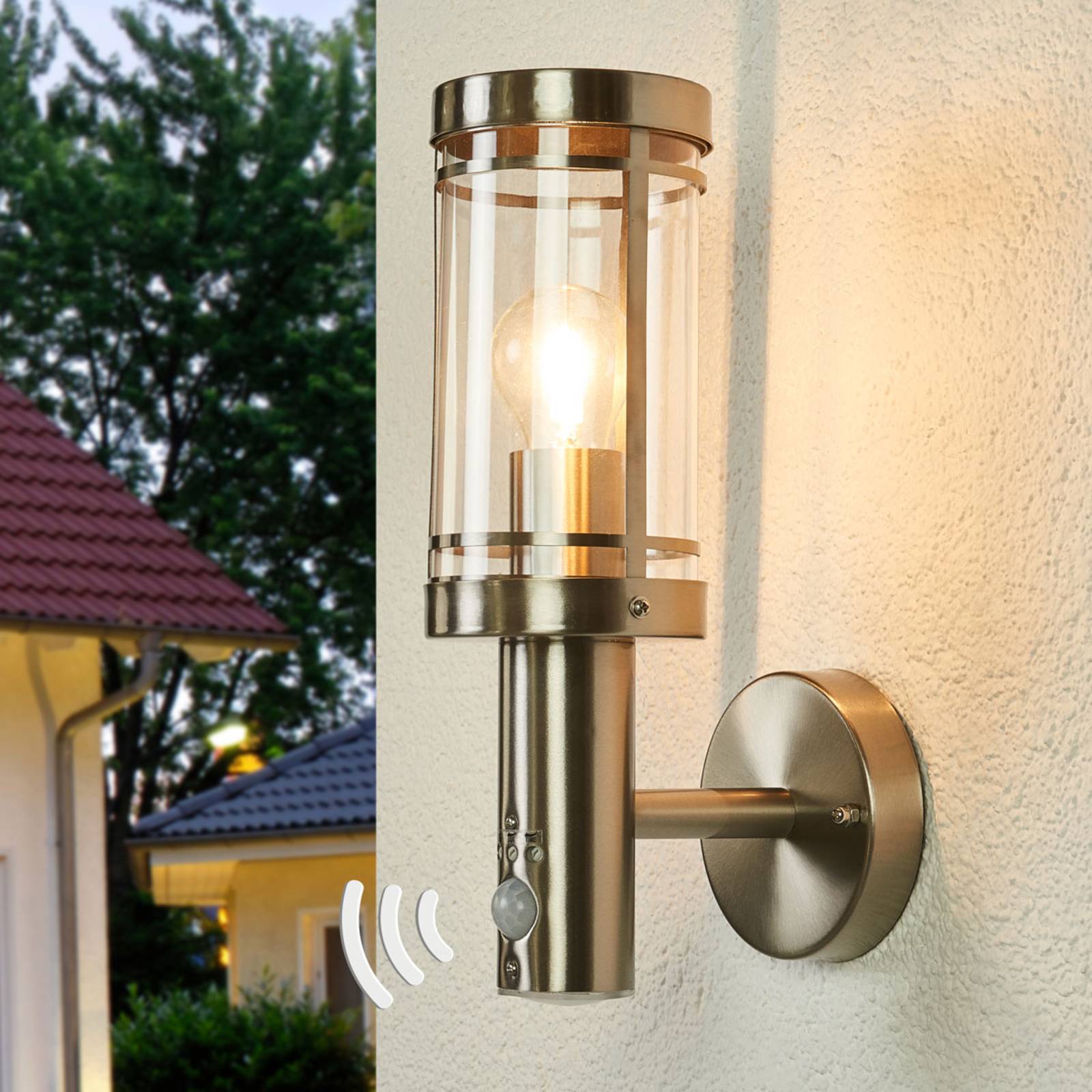 ELC Torido buitenwandlamp van roestvrij staal, sensor